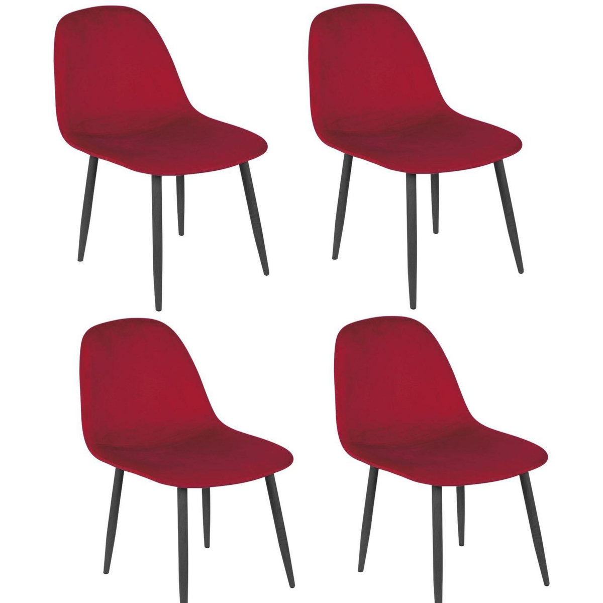 DIVERS Lot de 4 Chaises de table design velours Inoui