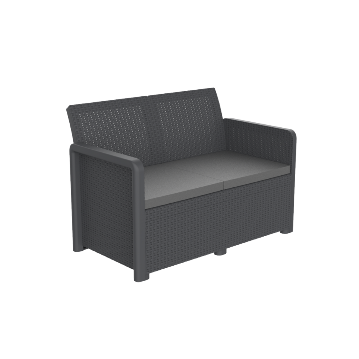 CONCEPT USINE Salon de jardin en résine 4 places avec table basse gris NASSAU