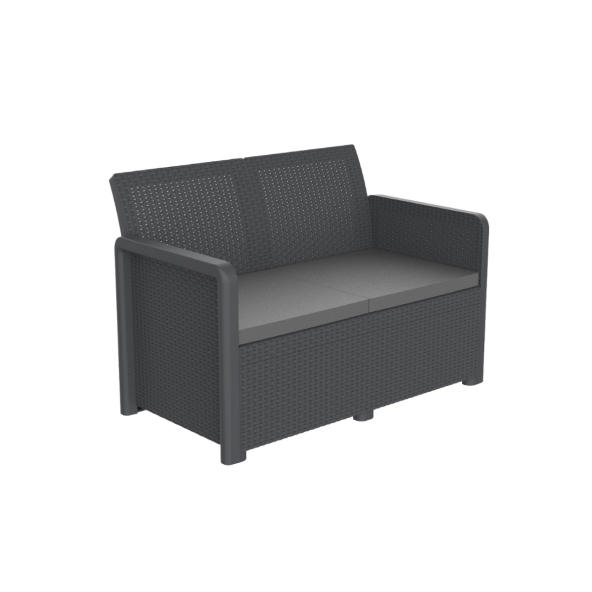 CONCEPT USINE Salon de jardin en résine 4 places avec table basse gris NASSAU