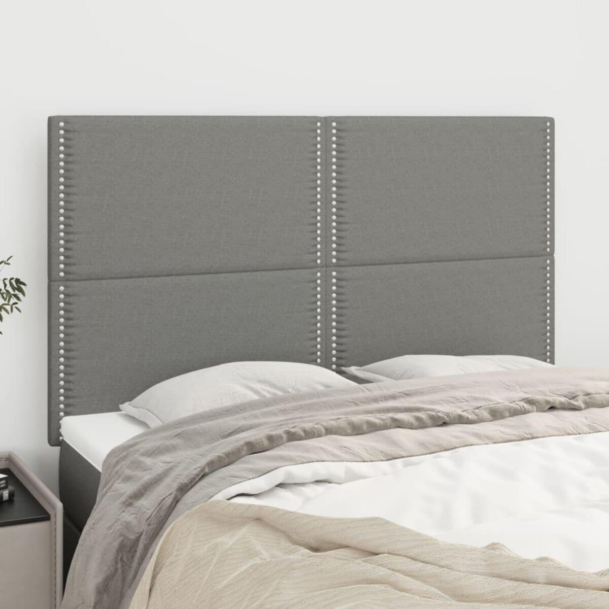 VIDAXL Tetes de lit 4 pcs Gris fonce 72x5x78/88 cm Tissu
