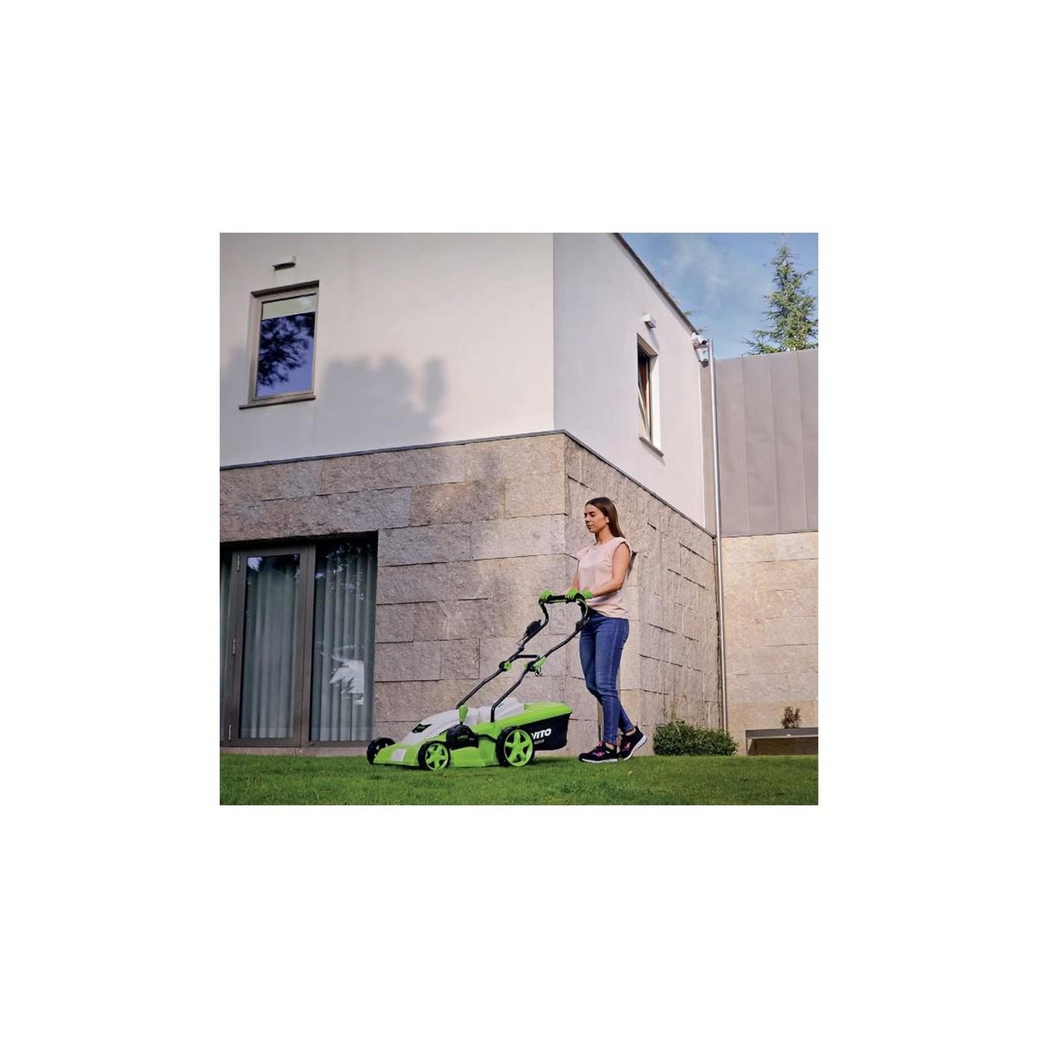 Voir la diapositive 4 : VITO Tondeuse electrique 1800w moteur induction coupe 42 cm - 3 hauteurs de coupe - bac 50l vito