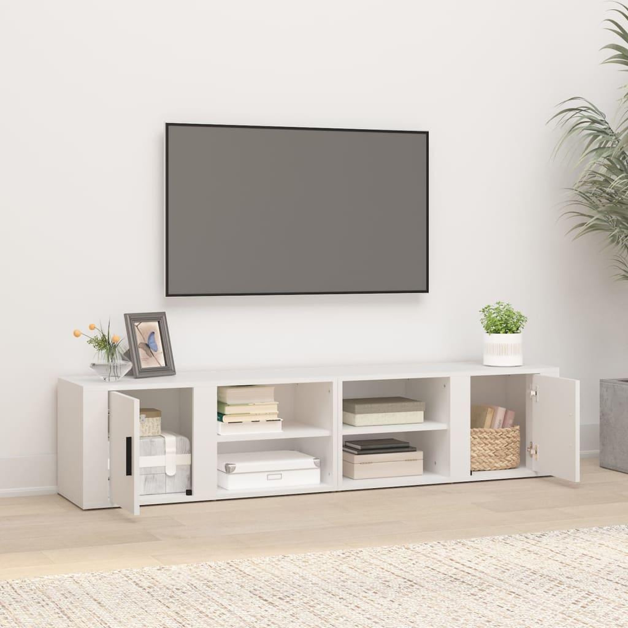 Voir la diapositive 3 : VIDAXL Meubles TV 2 pcs Blanc 80x31,5x36 cm Bois d'ingenierie