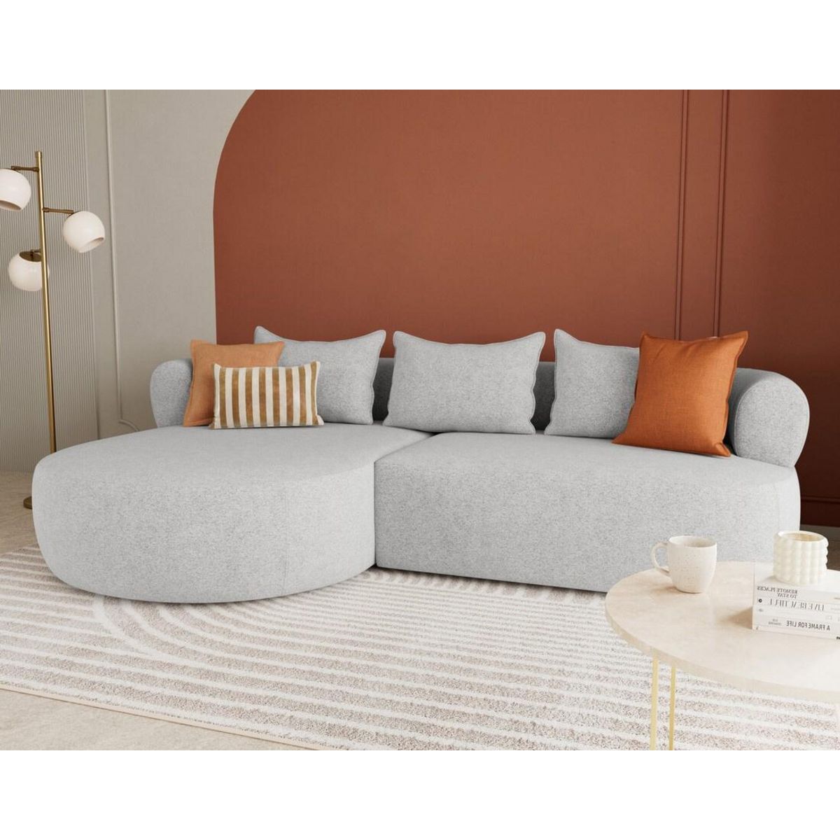 LISA DESIGN Angela - canapé d'angle gauche 4 places en velours texturé