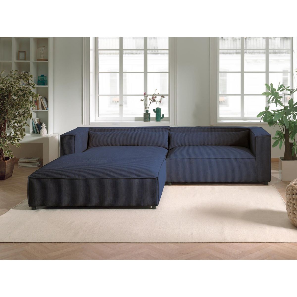 LISA DESIGN Ela - canapé d'angle gauche 4 places - en velours côtelé - style contemporain