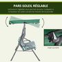 Voir la diapositive 5 : OUTSUNNY Balancelle de jardin 3 places - toit inclinaison réglable - coussins assise et dossier - gris blanc vert