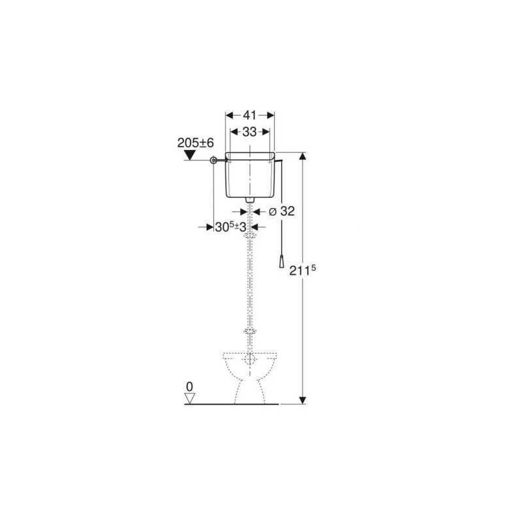 Voir la diapositive 3 : Geberit Réservoir apparent geberit ap123, rinçage simple touche, avec chaînette
