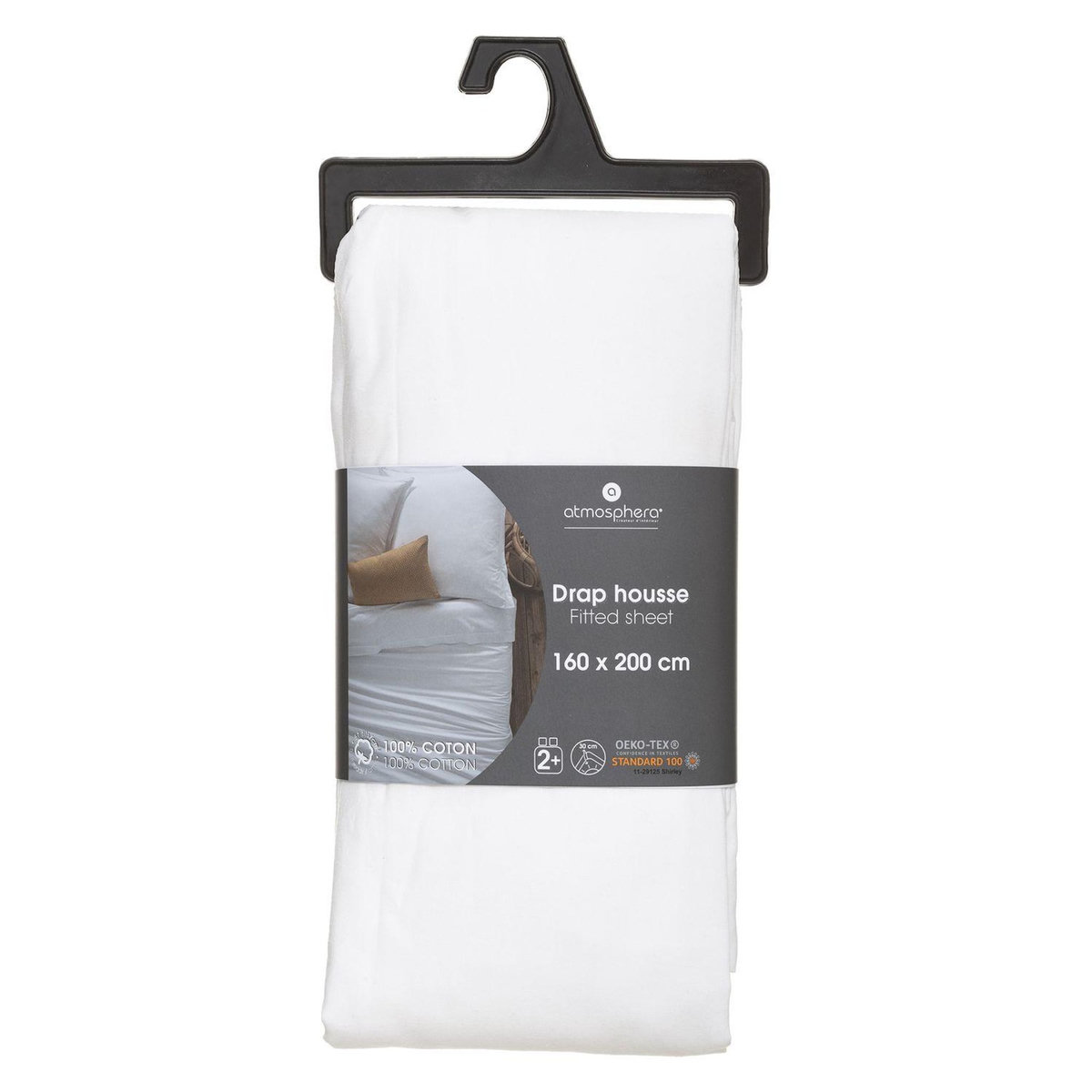 ATMOSPHERA Drap Housse bonnet 30 cm 100% Coton Esther