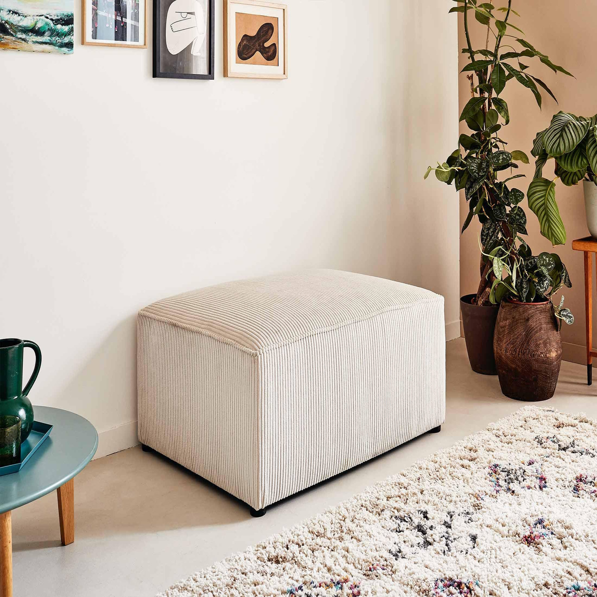 Voir la diapositive 2 : BEST MOBILIER Topaze - pouf - en velours côtelé