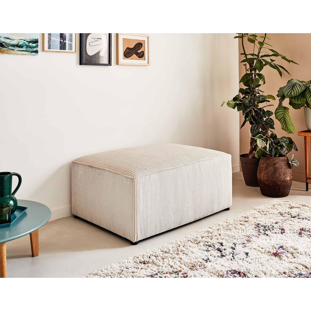 BEST MOBILIER Topaze - pouf - en velours côtelé