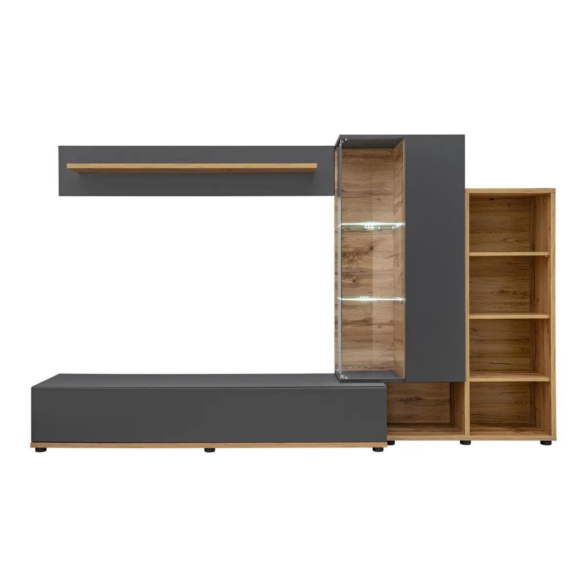 Voir la diapositive 3 : Paris Prix Ensemble meuble tv design  silk ii  240cm gris & naturel