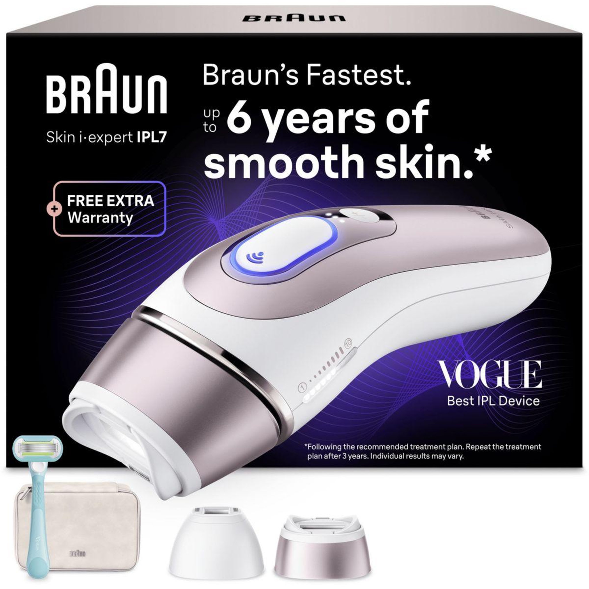 Voir la diapositive 1 : BRAUN Epilateur lumière pulsée IPL PL7211 Skin i-expert, 2 têtes, 1 rasoir Gillette Venus, 1 pochette