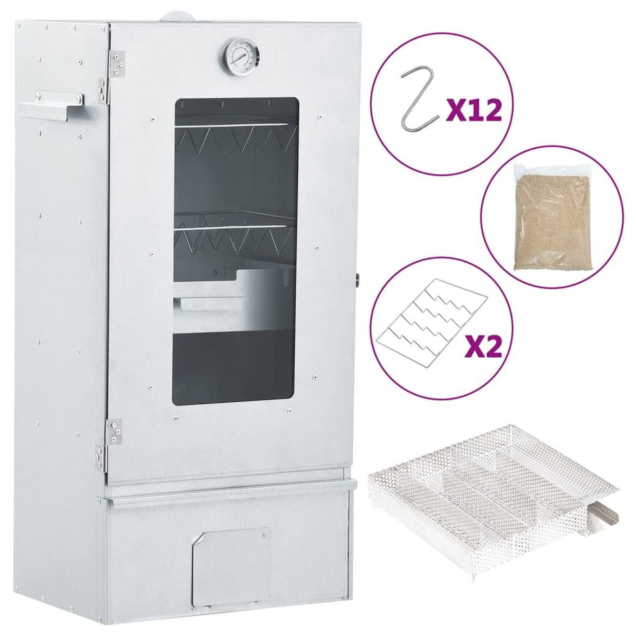VIDAXL Fumoir a four a BBQ generateur de fumee froide acier galvanise