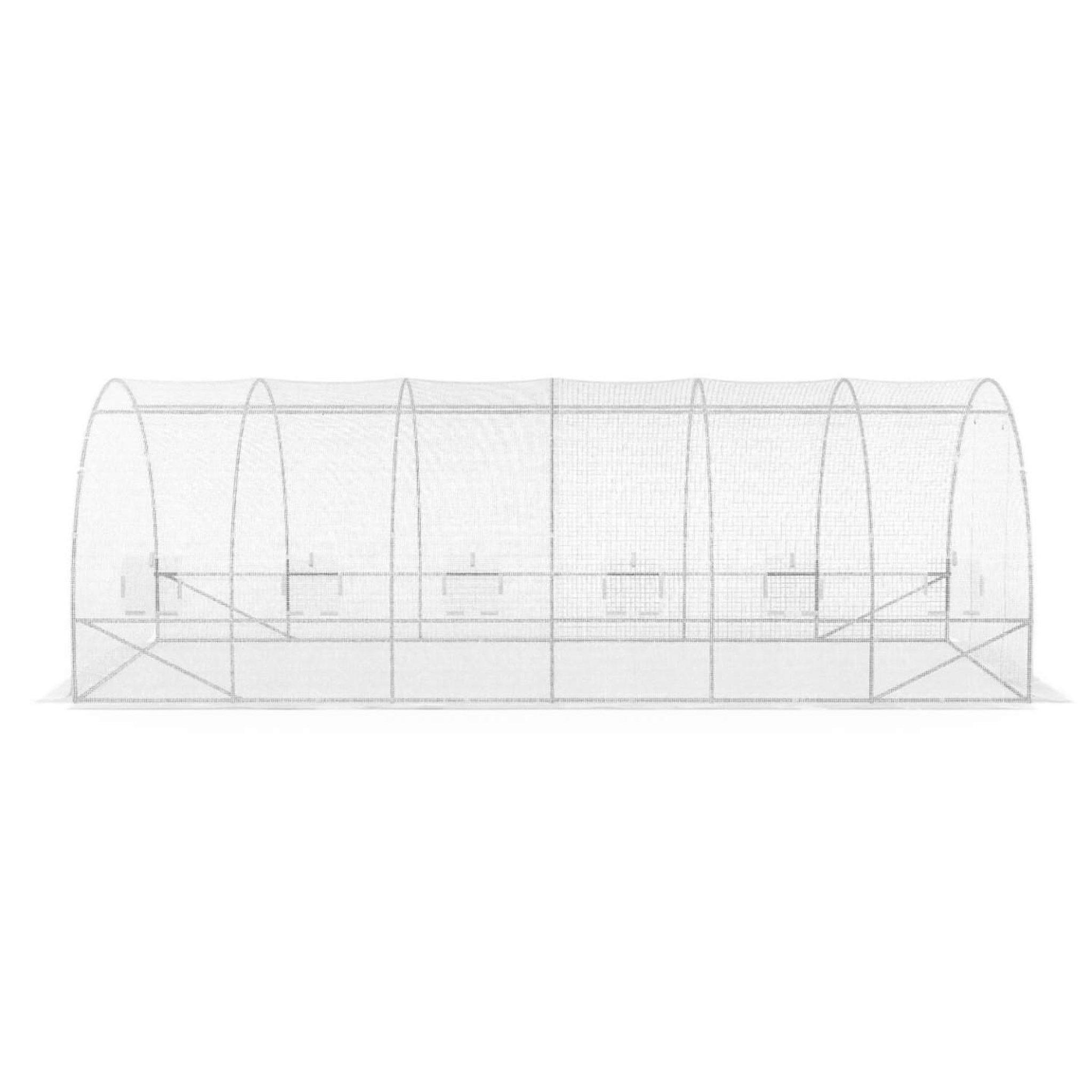 Voir la diapositive 4 : ID MARKET Bâche de rechange pour serre de jardin tunnel 18m² 6 x 3 x 2 m anti-uv avec porte et fenêtres crimée blanche