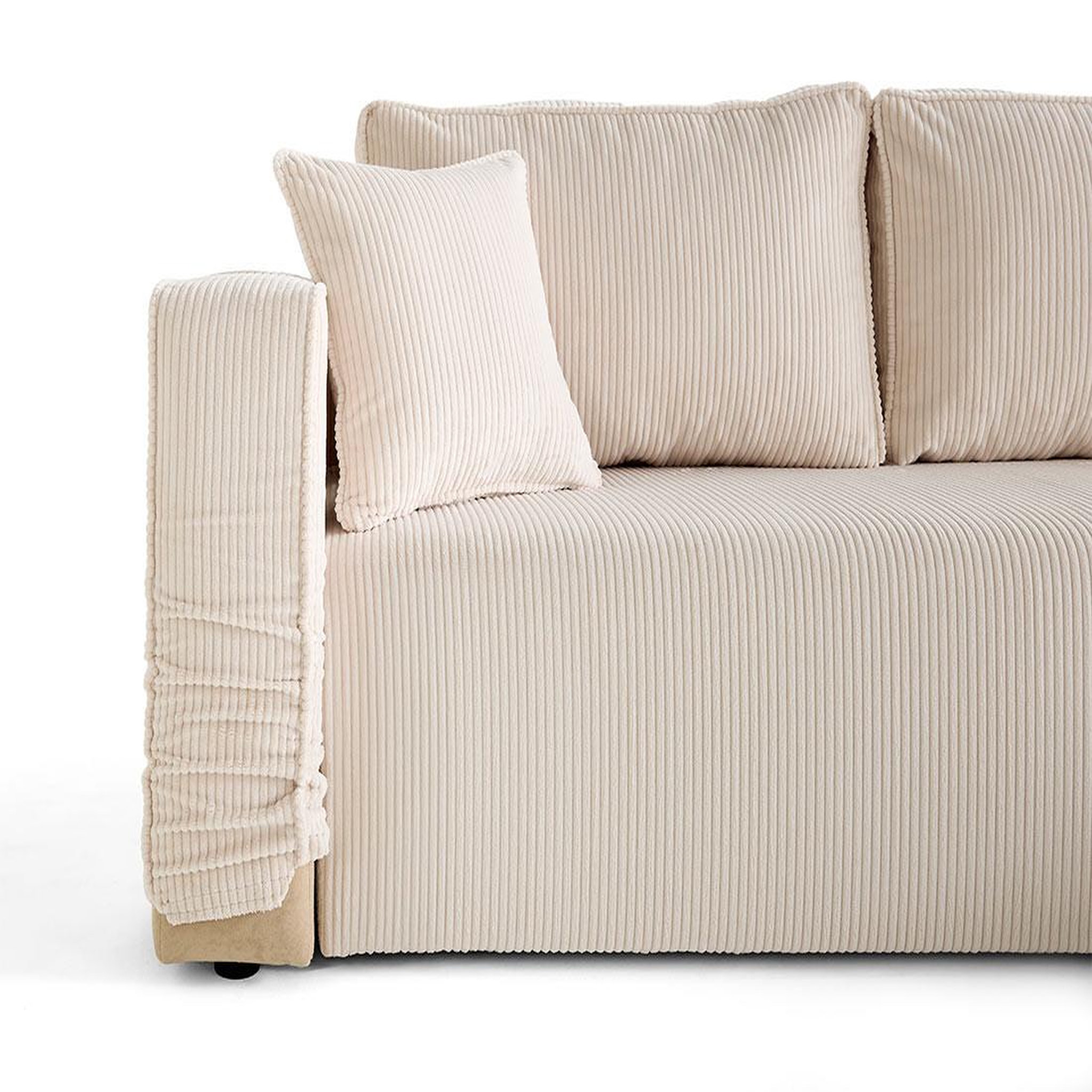 Voir la diapositive 2 : BEST MOBILIER Topaze - canapé d'angle déhoussable réversible 4 places en velours côtelé