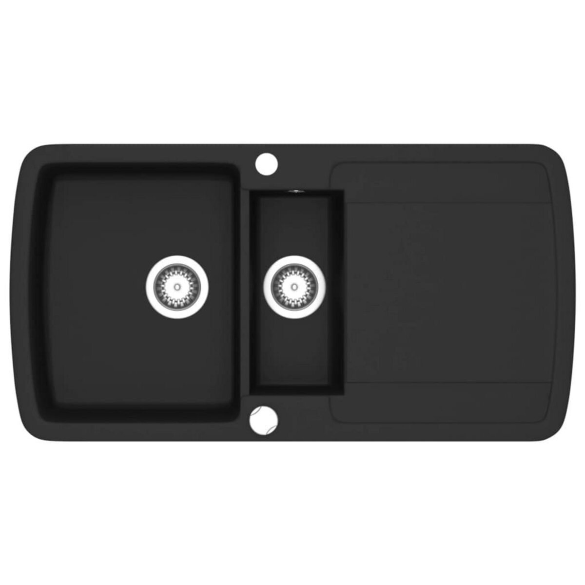 VIDAXL Evier de cuisine en granit Double bac Noir