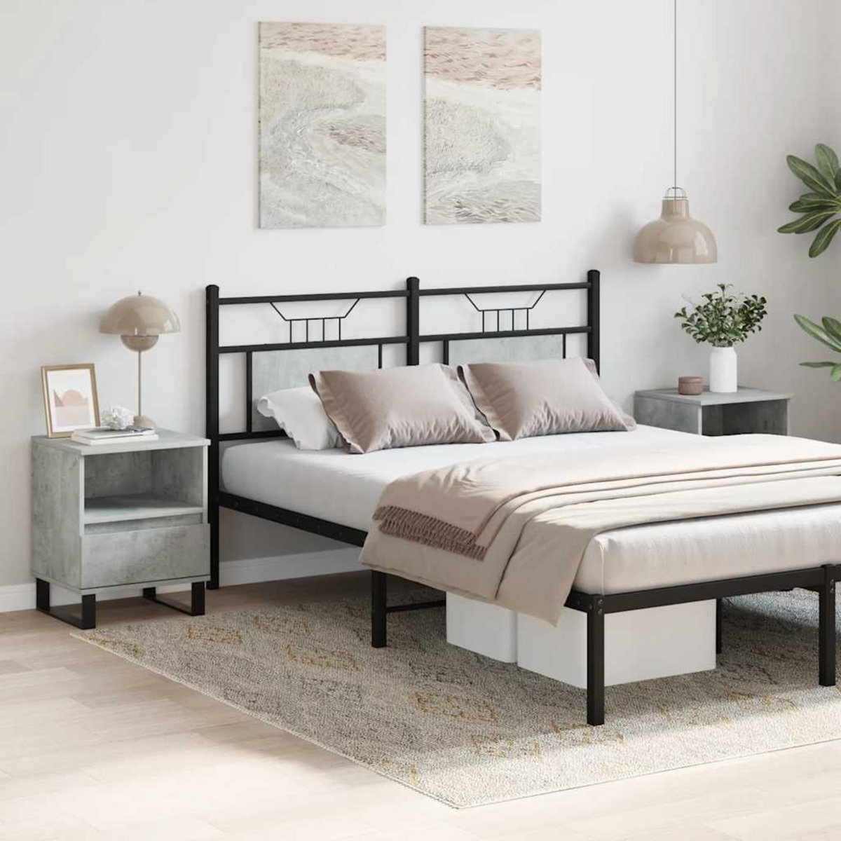 VIDAXL Tables de chevet 2 pcs gris beton 40x35x50 cm bois d'ingenierie