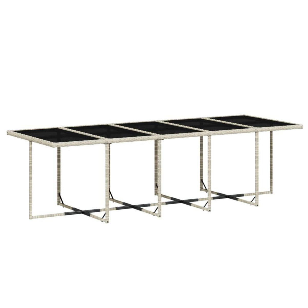 VIDAXL Ensemble a manger de jardin 11pcs avec coussins gris poly rotin