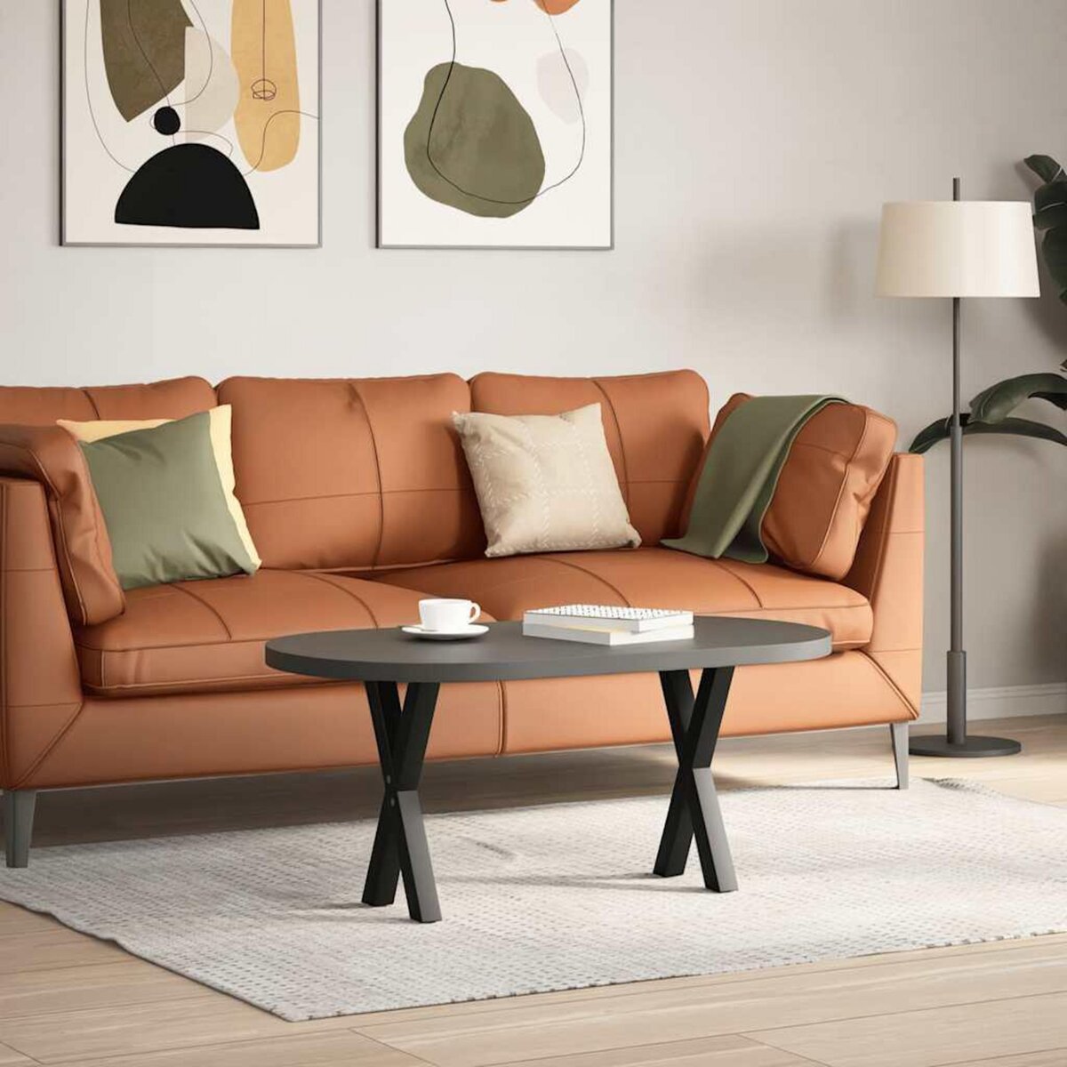 VIDAXL Pieds de table basse forme de X 2 pcs noir 28x(42-43) cm acier