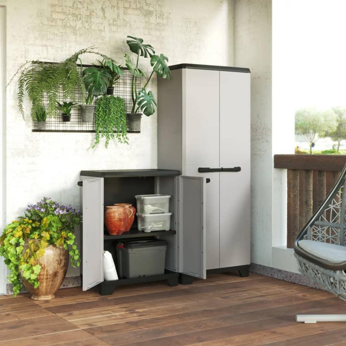 Keter Keter Armoire basse de rangement Planet gris et noir