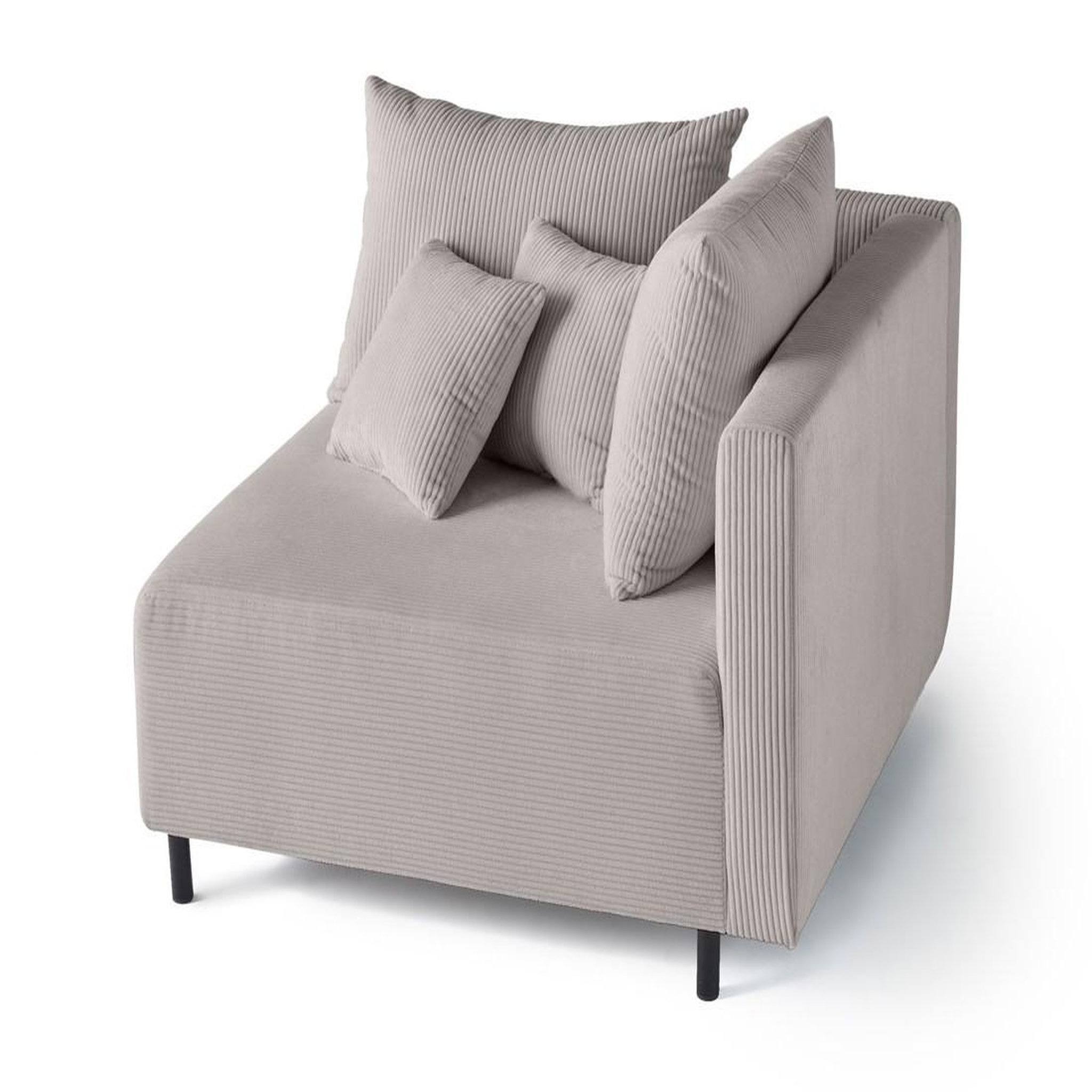 LISA DESIGN Edinburg - module d'assise d'angle droit - en velours côtelé. Coloris disponibles : Gris, Noir, Beige, Vert, Orange, Bleu, Jaune