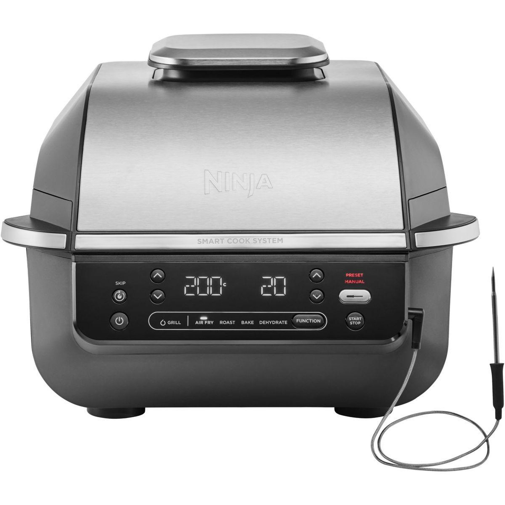 NINJA Grille-viande Foodi Air Grill  EG351 gris thermosonde à poser, 25.5x24.5 cm