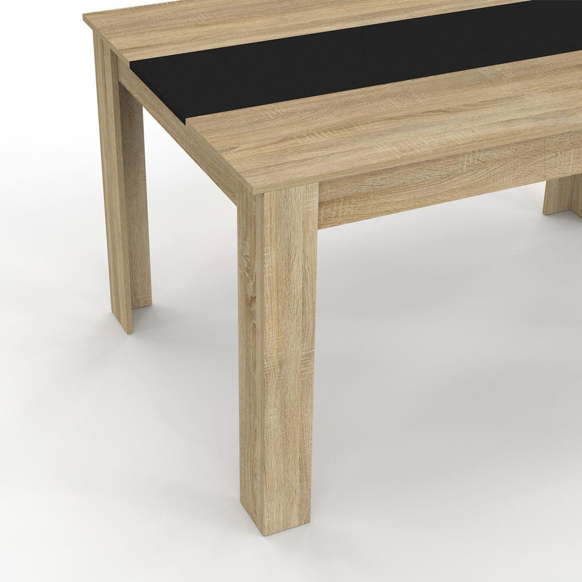 ID MARKET Table à manger rectangle GEORGIA 6 personnes imitation hêtre et noire 140 x 80 cm