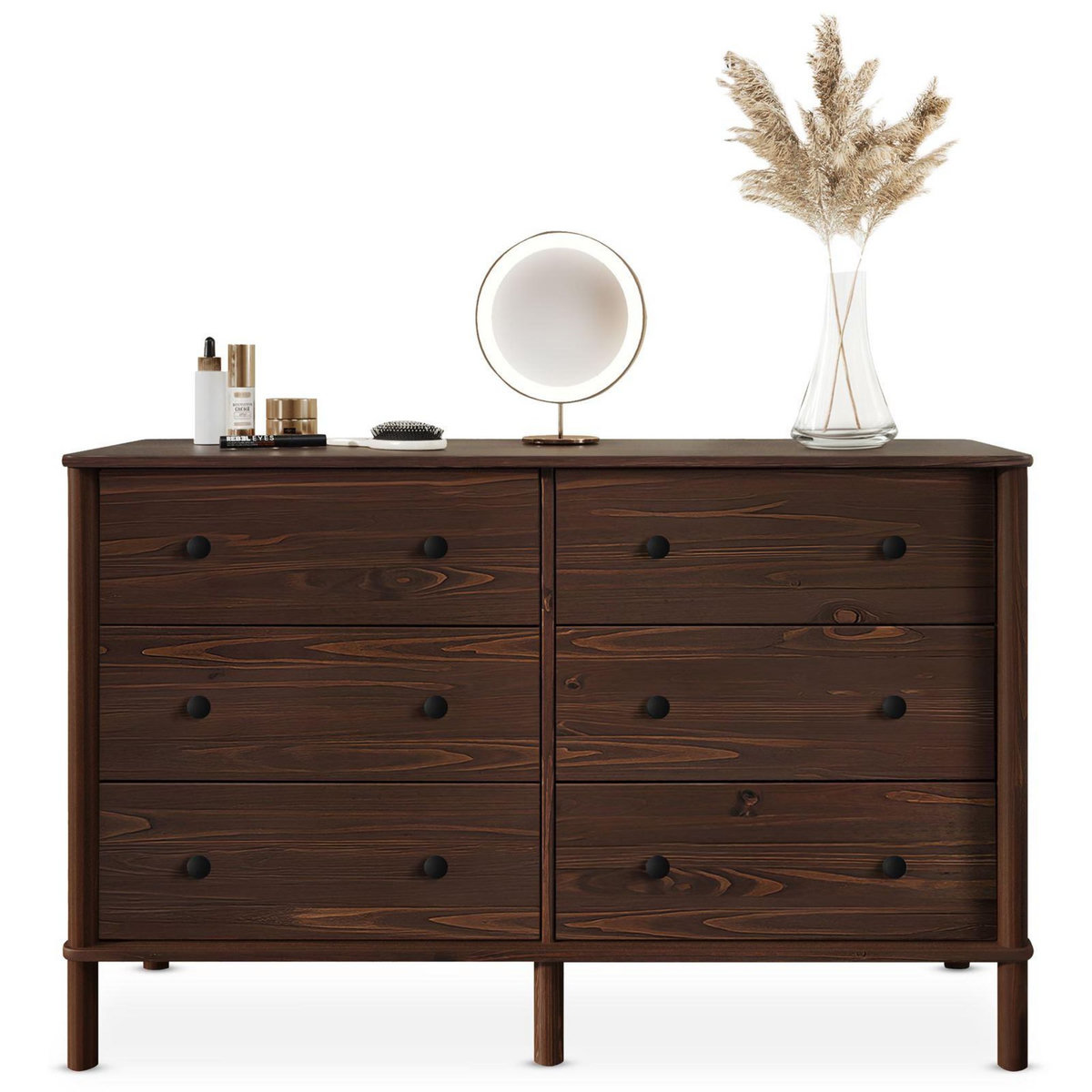 IDIMEX Commode APOANA L 132 cm 6 tiroirs en bois massif