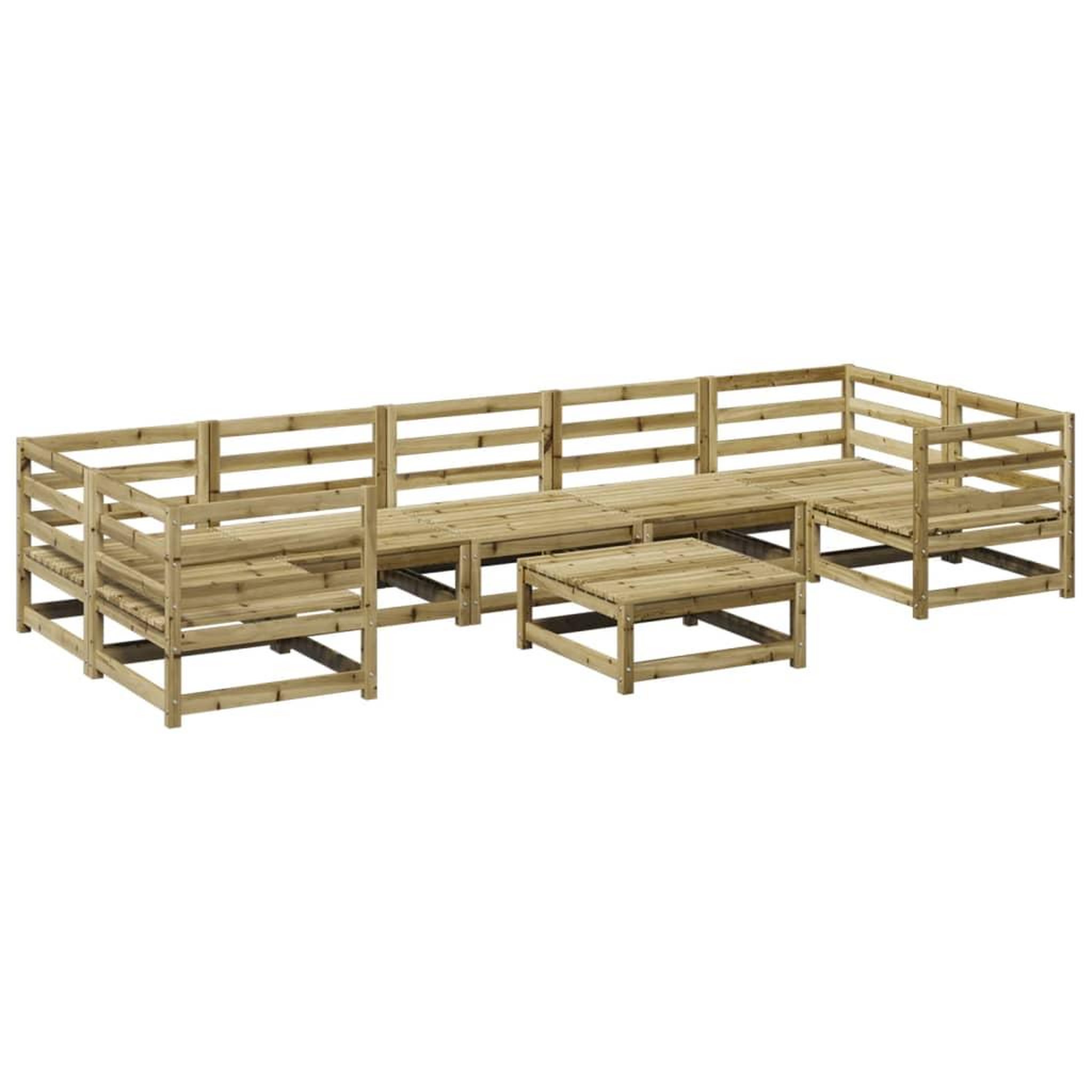 Voir la diapositive 1 : VIDAXL Salon de jardin 8 pcs bois de pin impregne