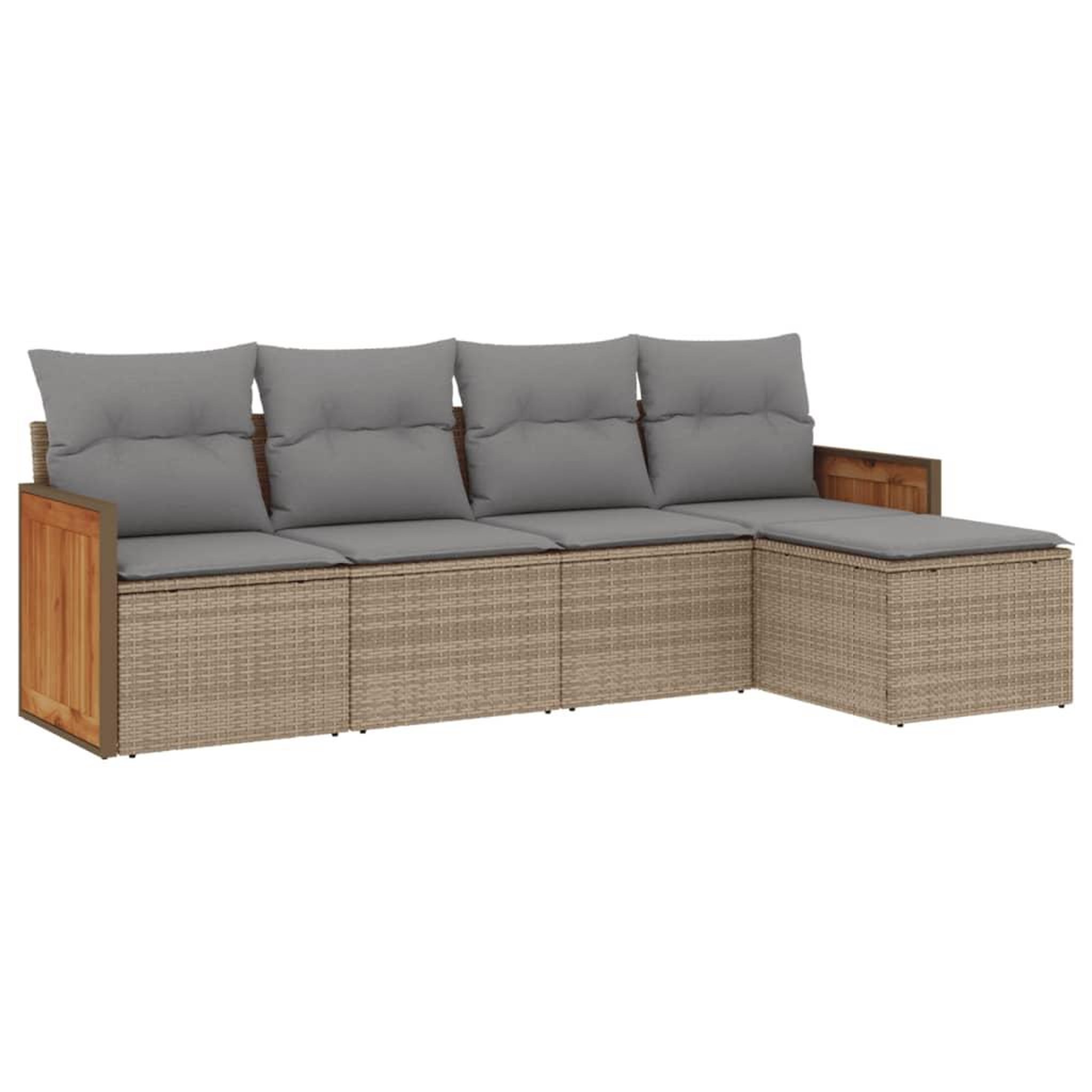 Voir la diapositive 2 : VIDAXL Salon de jardin avec coussins 5 pcs beige resine tressee