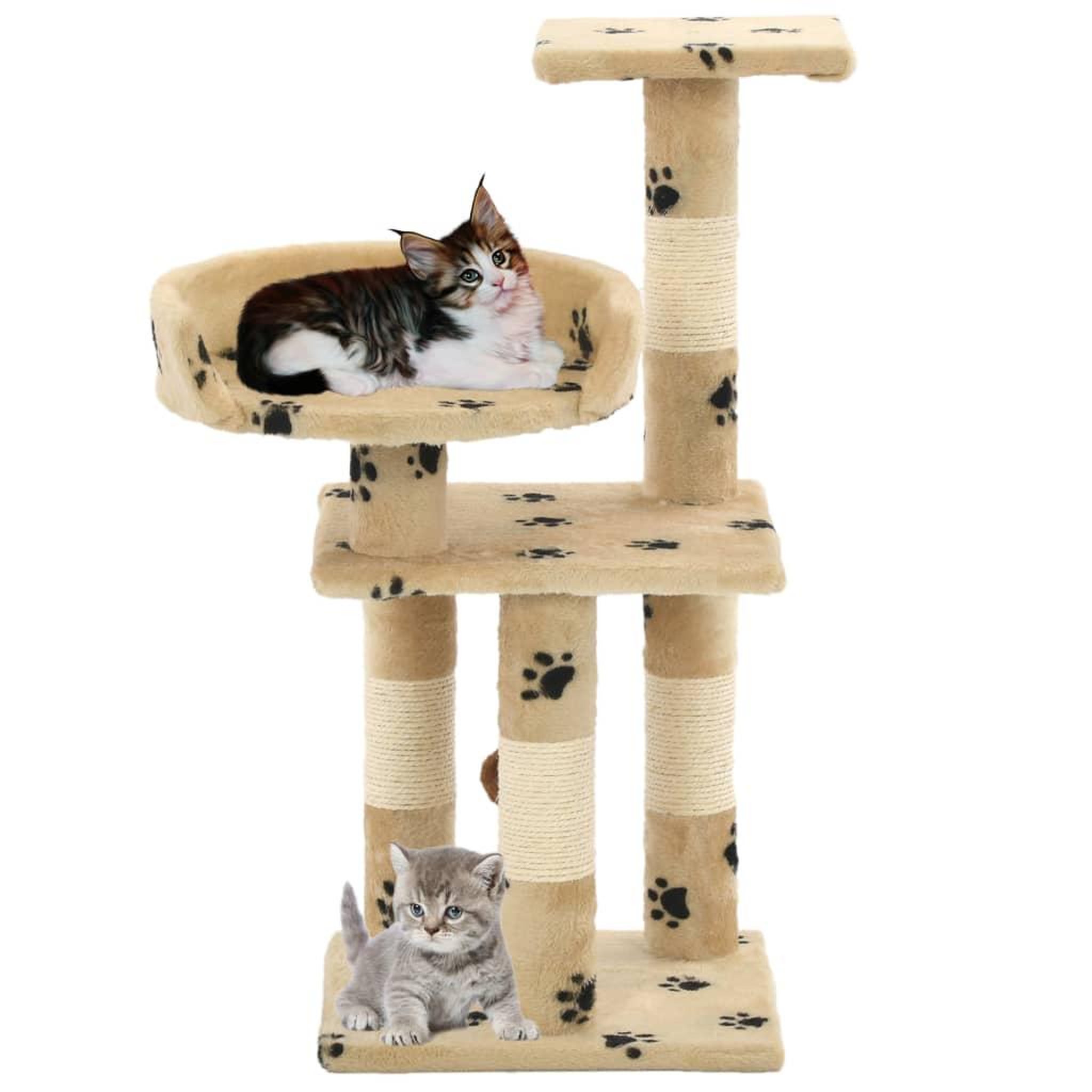 Voir la diapositive 2 : VIDAXL Arbre a chat et griffoirs en sisal 65 cm Beige Motif de pattes