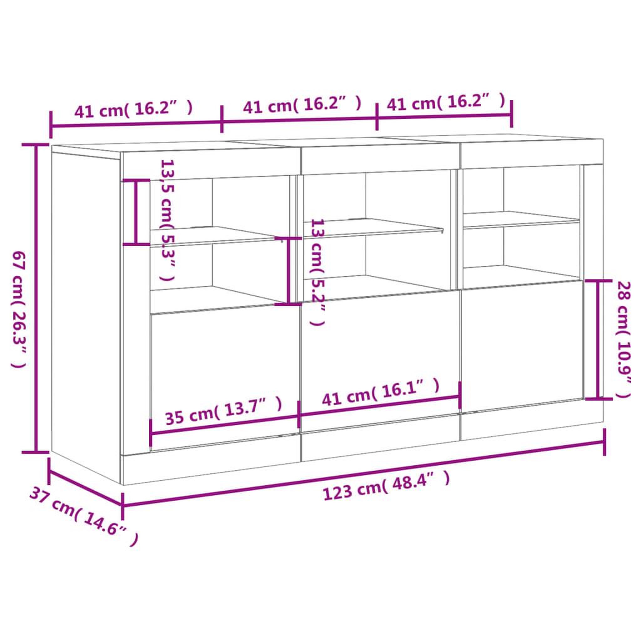Voir la diapositive 6 : VIDAXL Buffet avec lumieres LED blanc 123x37x67 cm