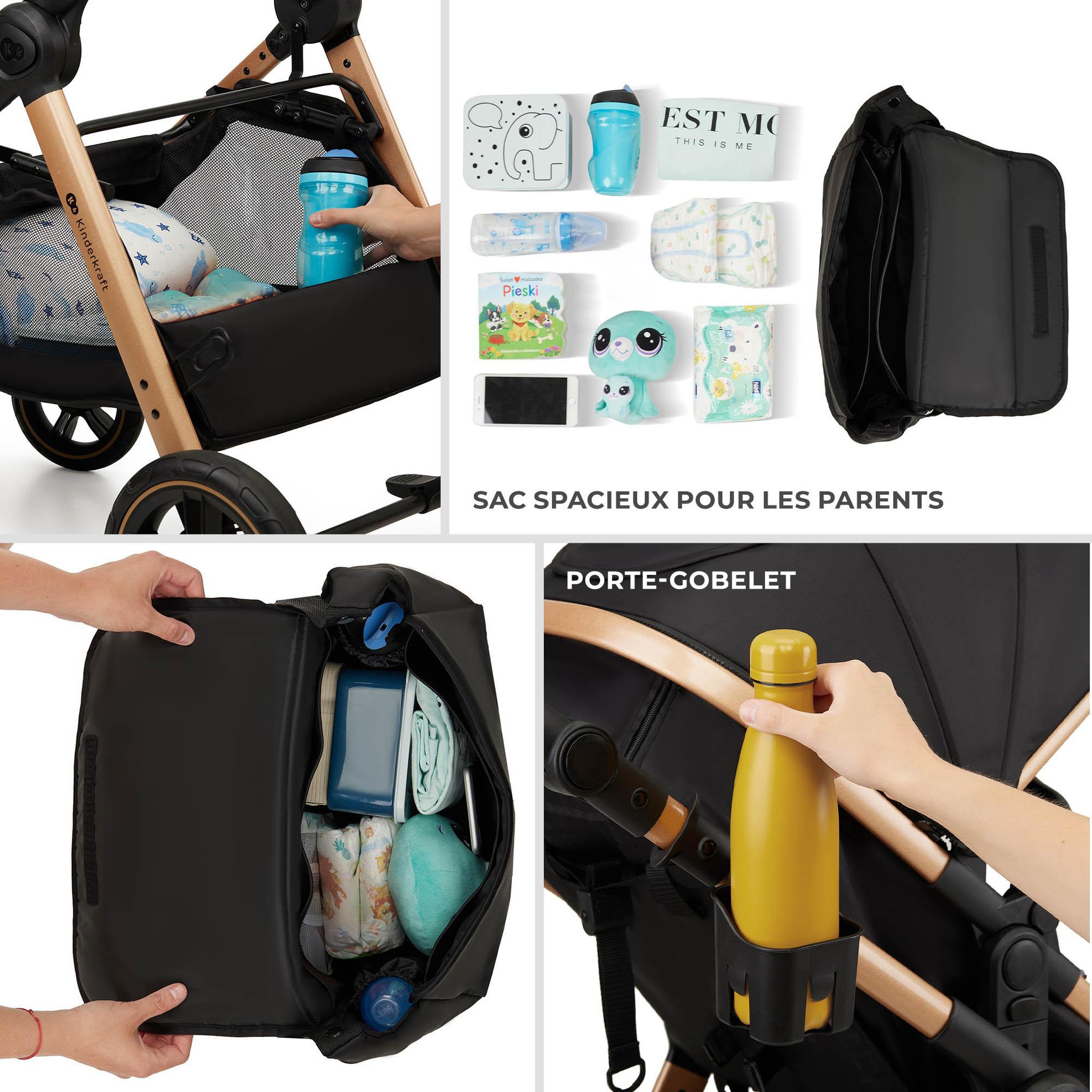 Voir la diapositive 5 : KINDERKRAFT Poussette multifonctionnelle 3 en 1 ESME PRO