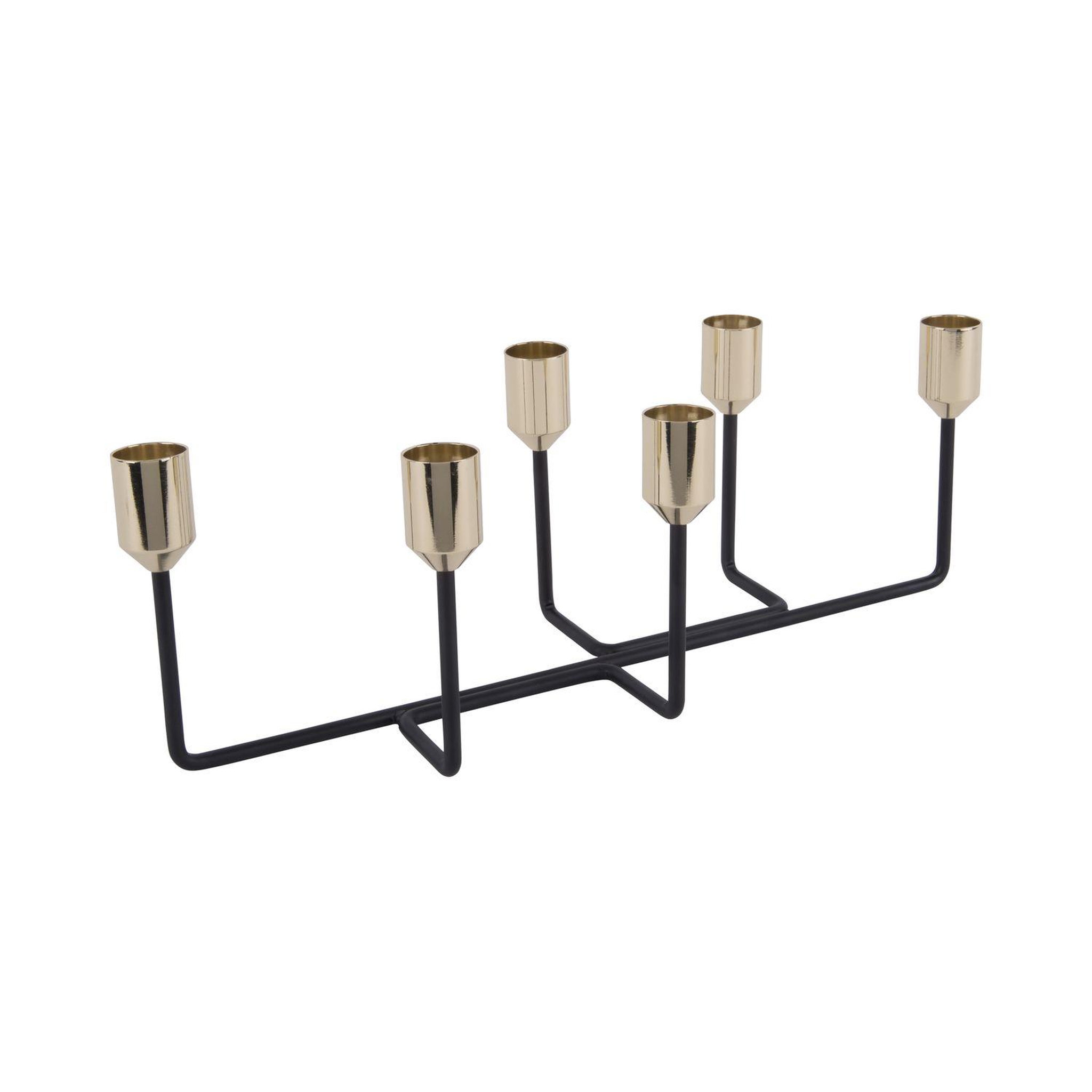 PRESENT TIME Bougeoir design métal lineate - l. 34 cm - noir et doré