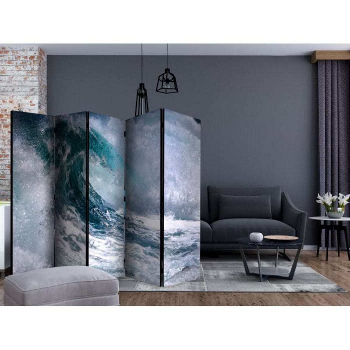 Paris Prix Paravent 5 Volets  Ocean Wave  172x225cm