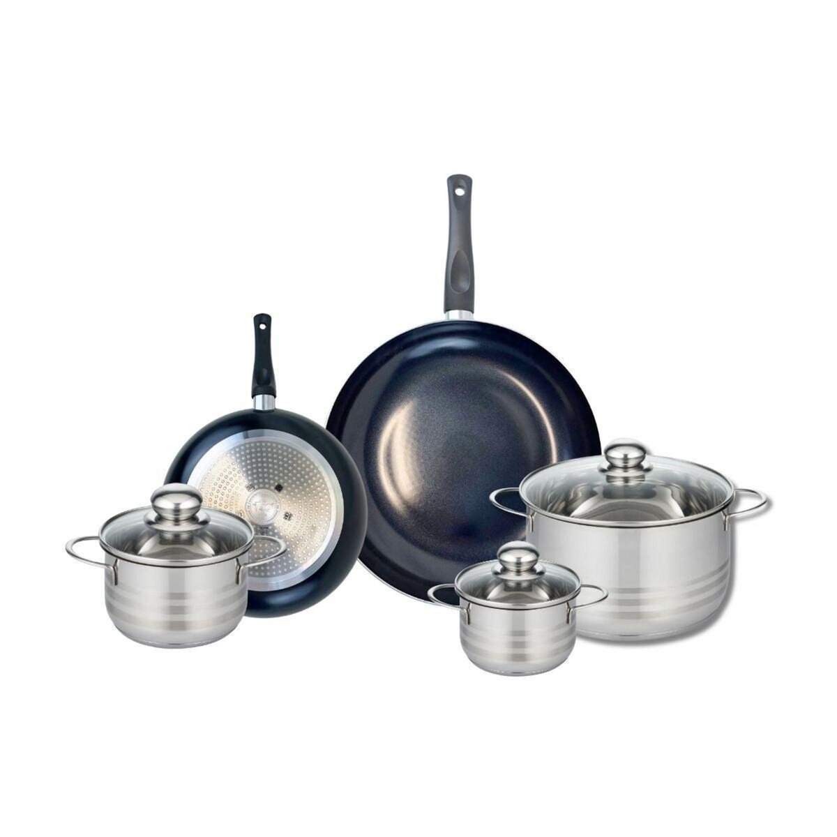 ELO Ensemble de 2 Poêles de cuisson 20 et 28 cm et 3 faitouts 12, 14 et 20 cm Elo Prima Brillant