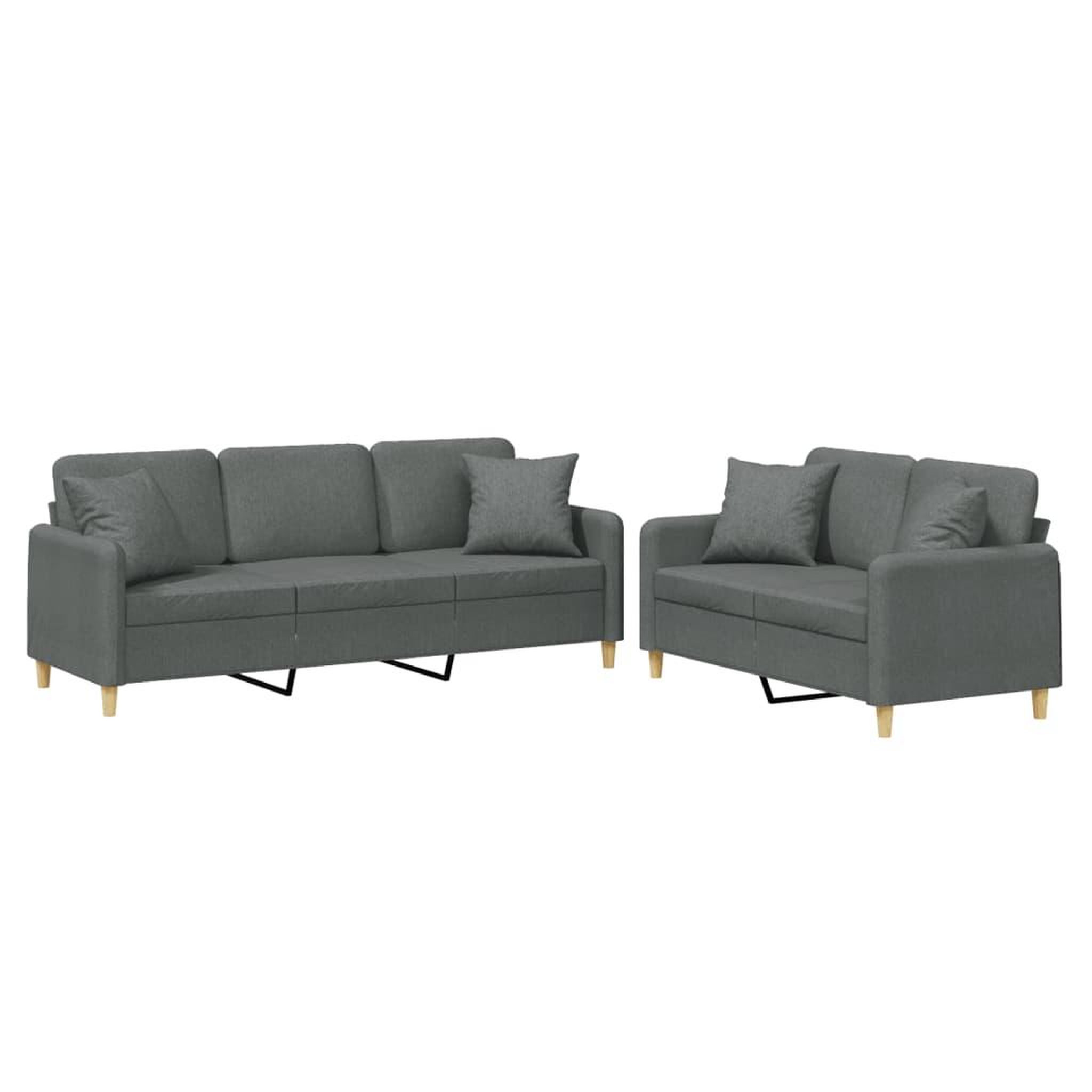 Voir la diapositive 2 : VIDAXL Ensemble de canapes 2 pcs coussins gris fonce tissu