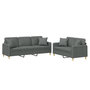 Voir la diapositive 2 : VIDAXL Ensemble de canapes 2 pcs coussins gris fonce tissu