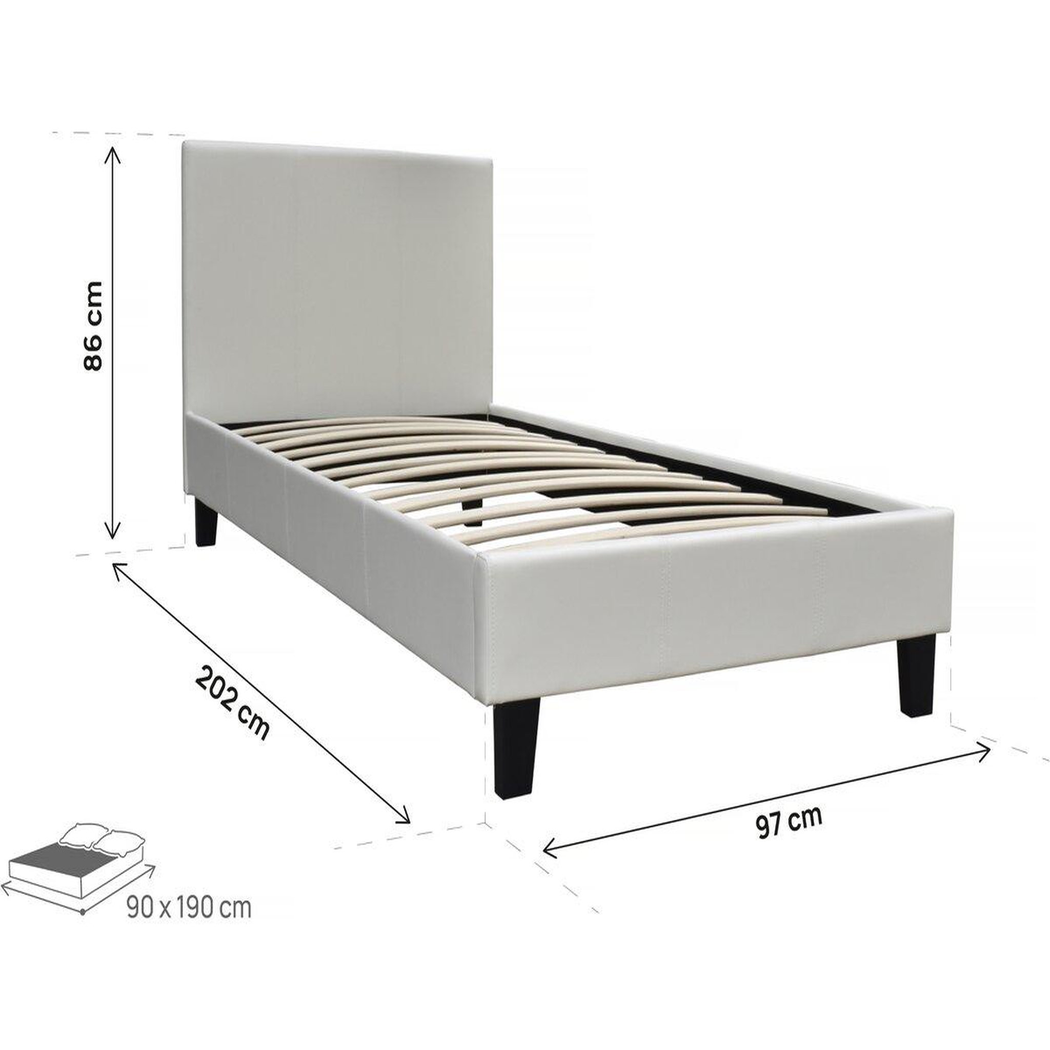 Voir la diapositive 3 : Habitat et Jardin Lit  Lina  - 90 x 190 cm - Beige