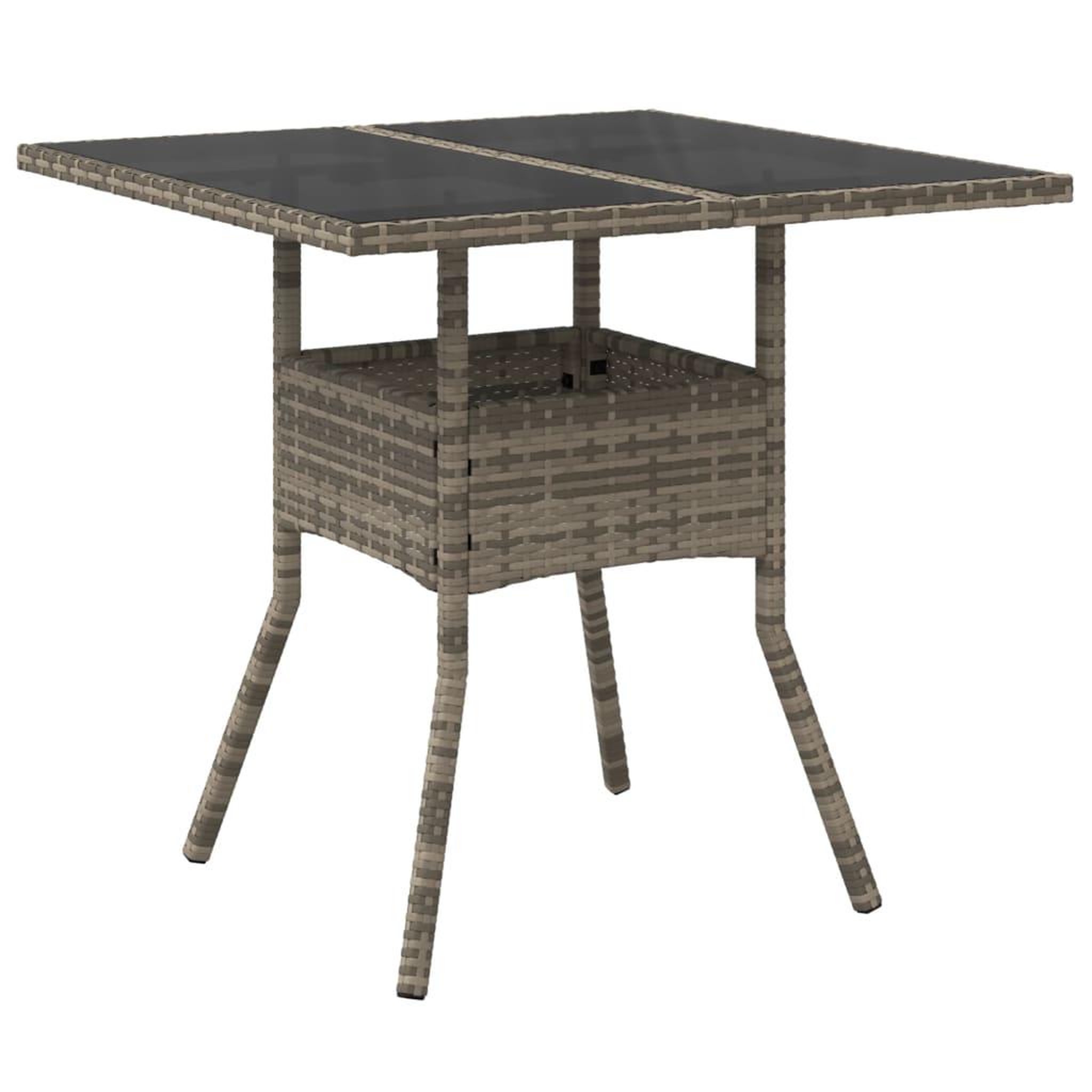 Voir la diapositive 4 : VIDAXL Ensemble a manger de jardin et coussins 5 pcs gris rotin verre