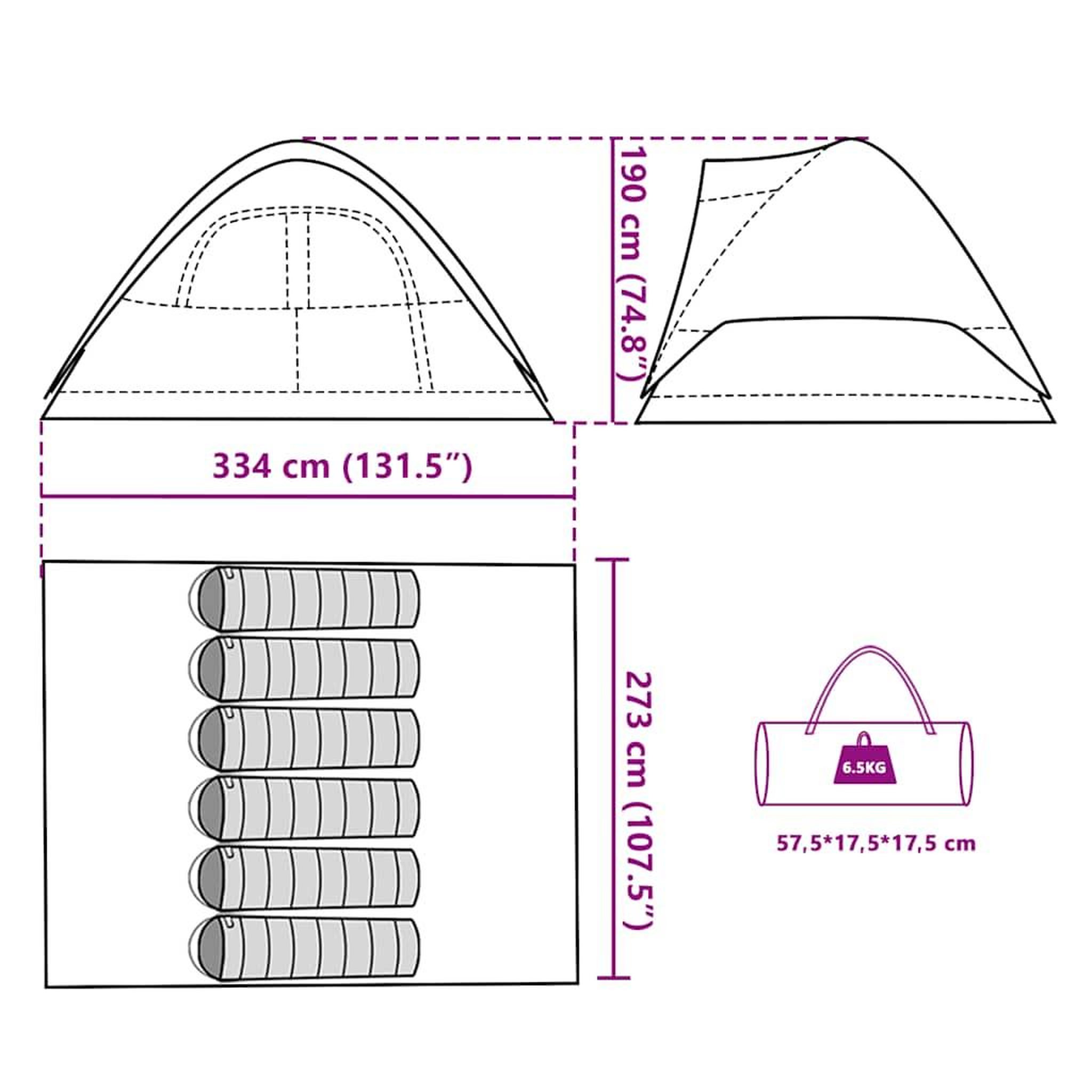 Voir la diapositive 6 : VIDAXL Tente familiale a dome 6 personnes bleu impermeable