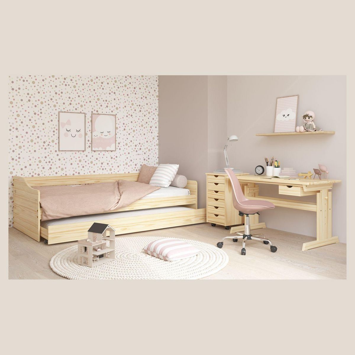 Lit banquette gigogne 90x200 cm ANDREA