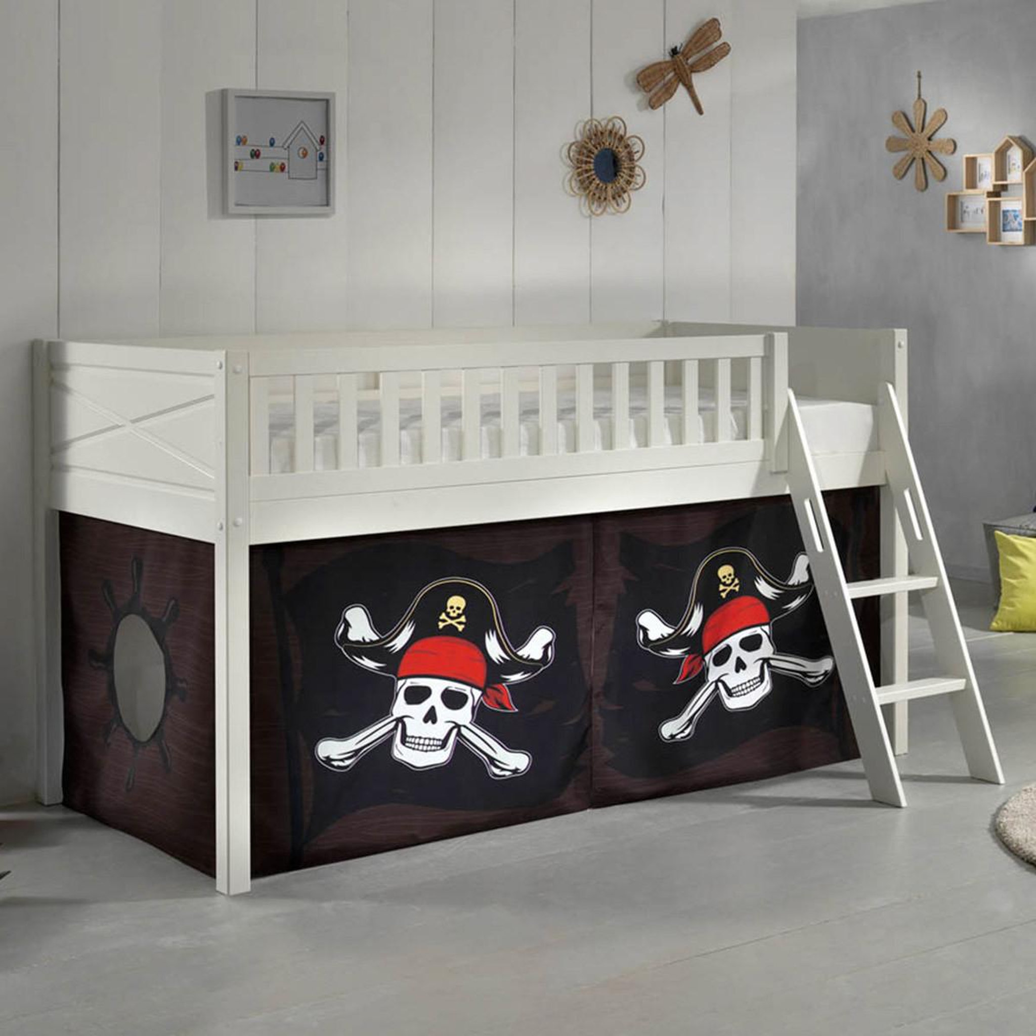 Voir la diapositive 5 : Paris Prix Lit enfant tente  scott caribian pirates  90x200cm blanc