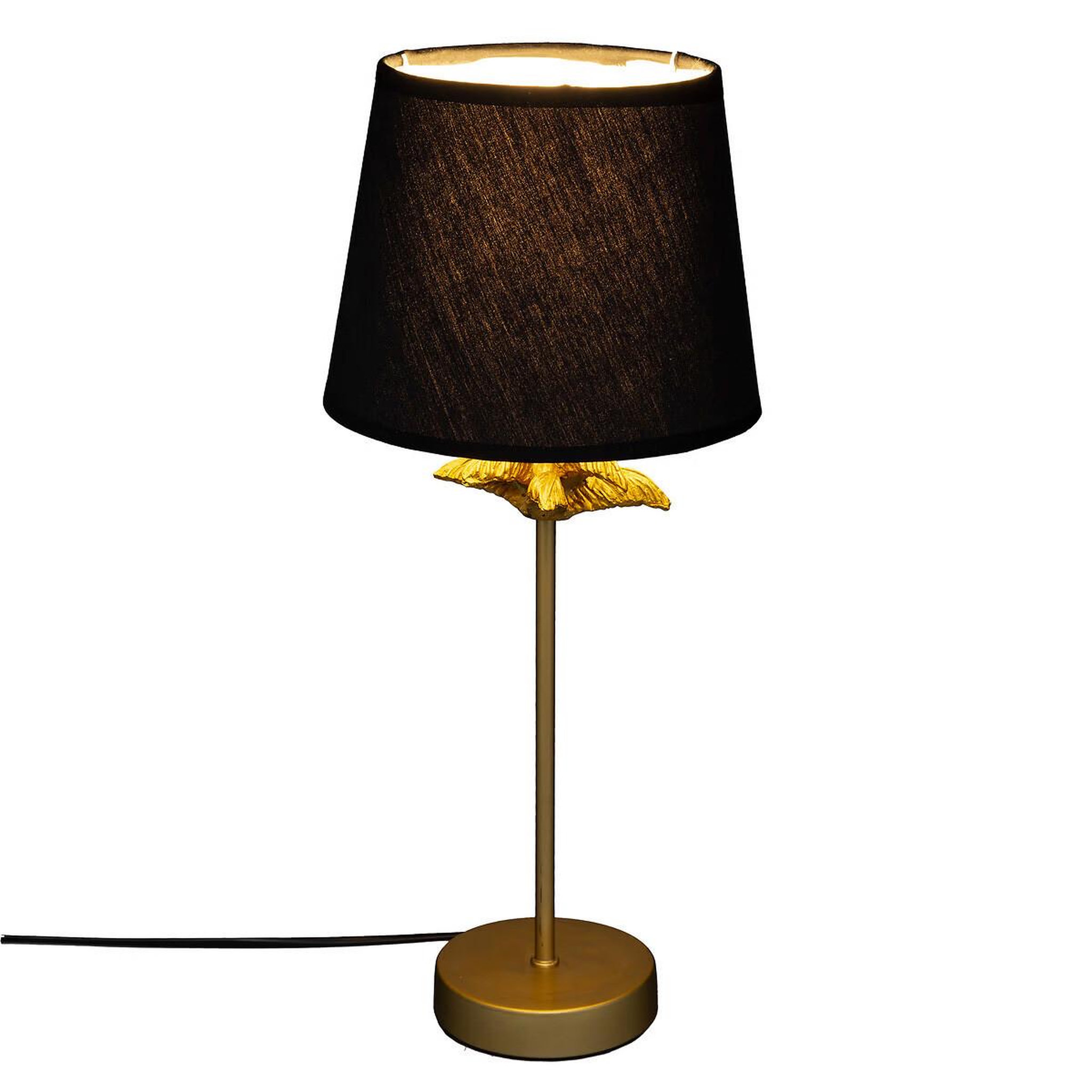 Voir la diapositive 2 : ATMOSPHERA Lampe à poser palmier  artif  45cm or & noir