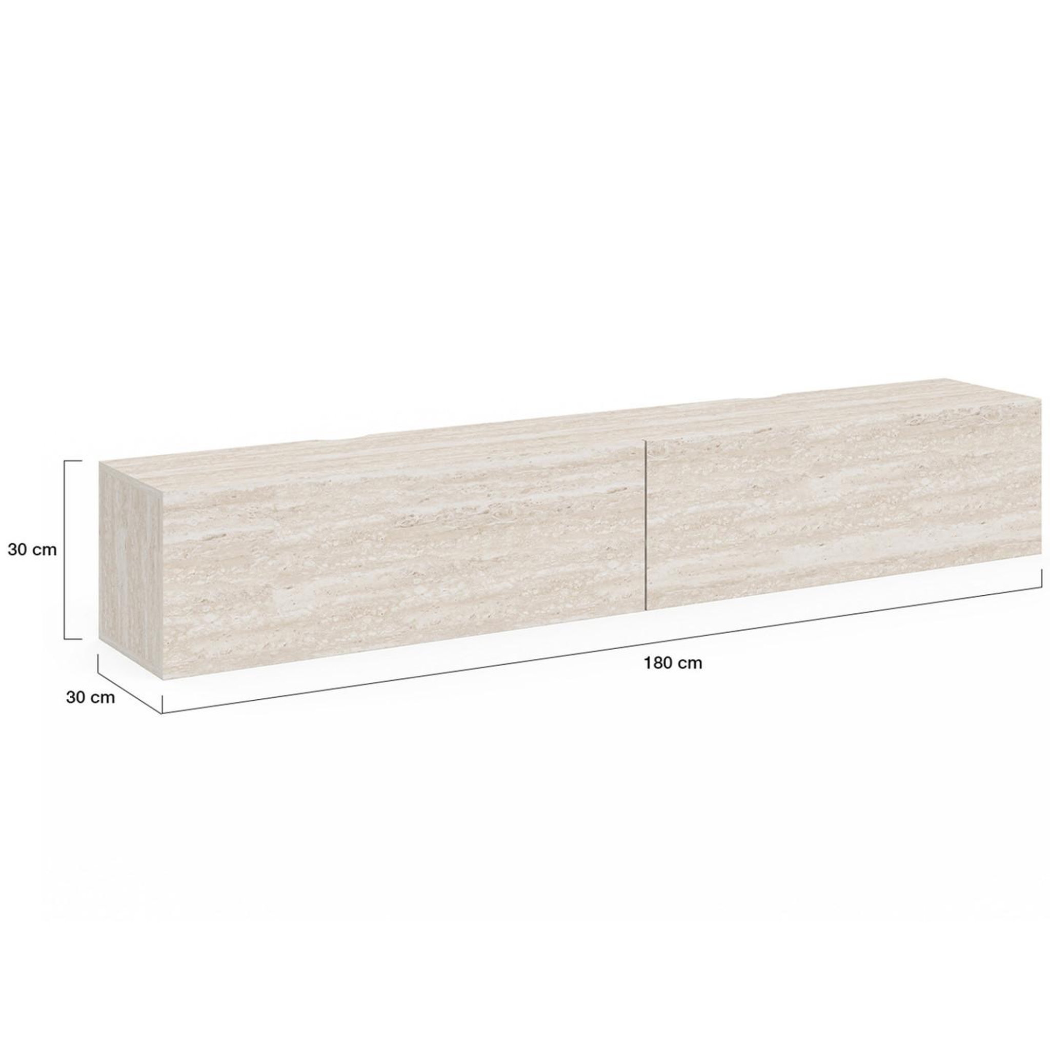 Voir la diapositive 5 : ID MARKET Meuble tv 180 cm suspendu elio 2 portes bois effet travertin