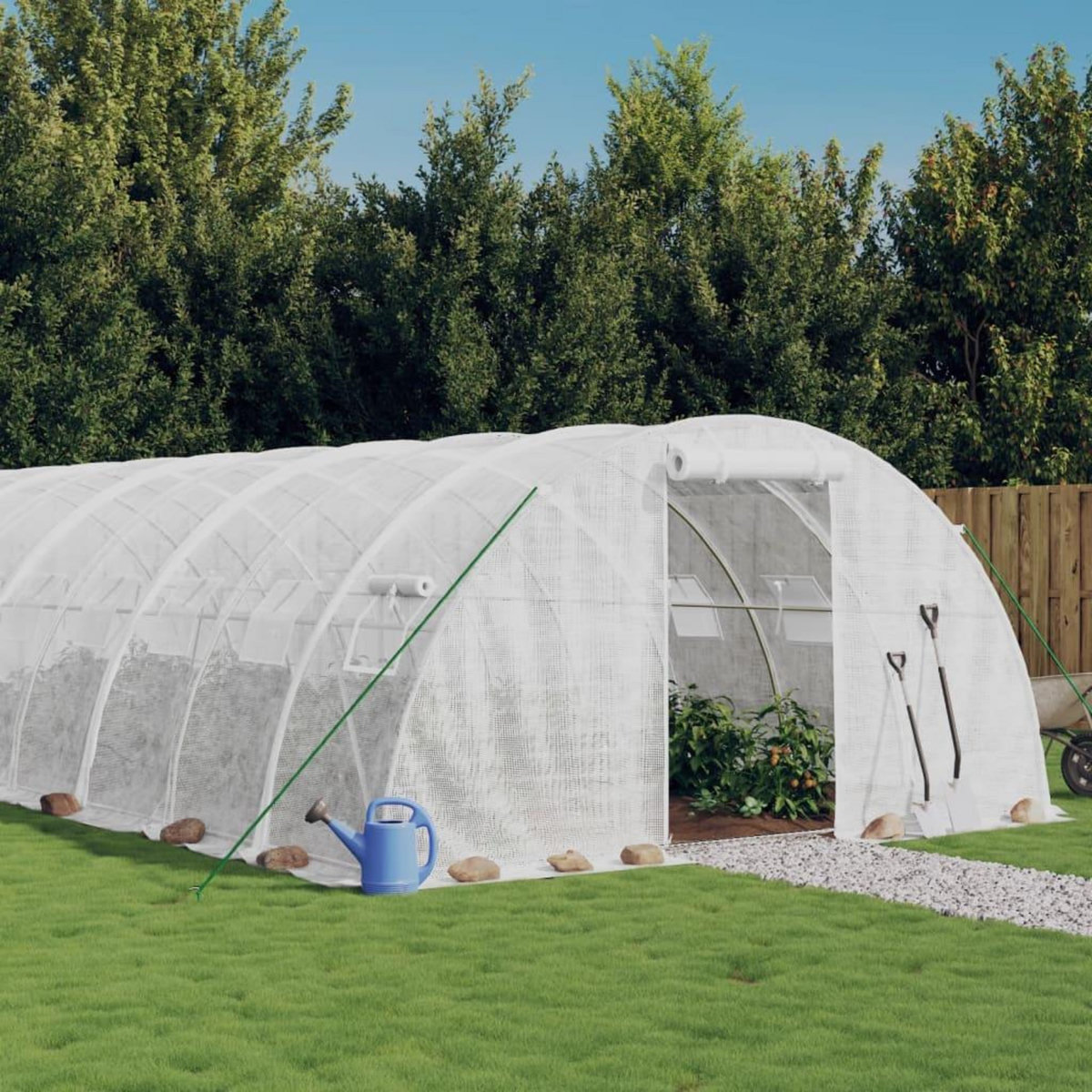 VIDAXL Serre avec cadre en acier blanc 32 m² 8x4x2 m