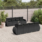 VIDAXL Salon de jardin 9 pcs avec coussins noir resine tressee