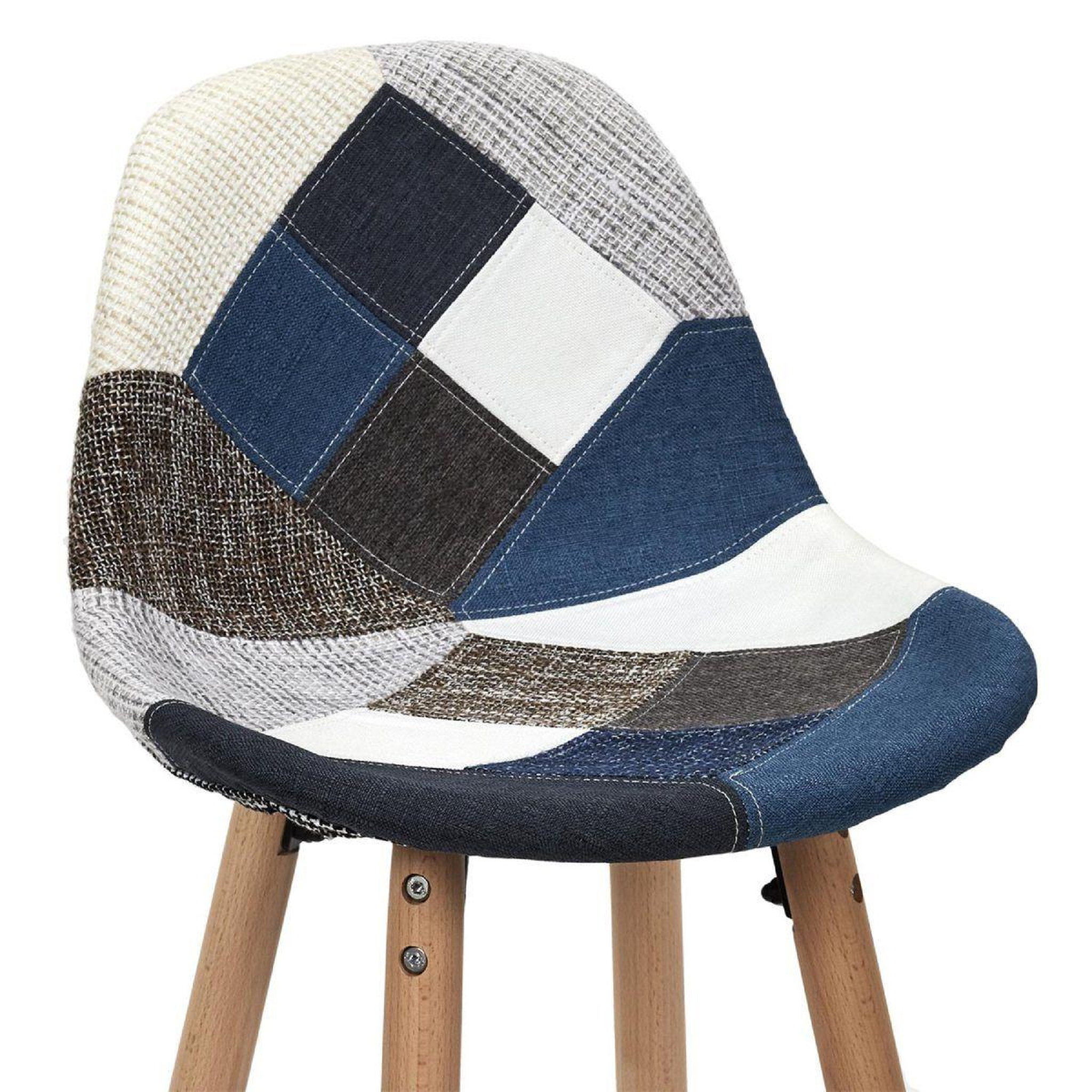 Voir la diapositive 3 : The Home Deco Factory Lot de 2 chaises de bar  patchwork  92cm bleu