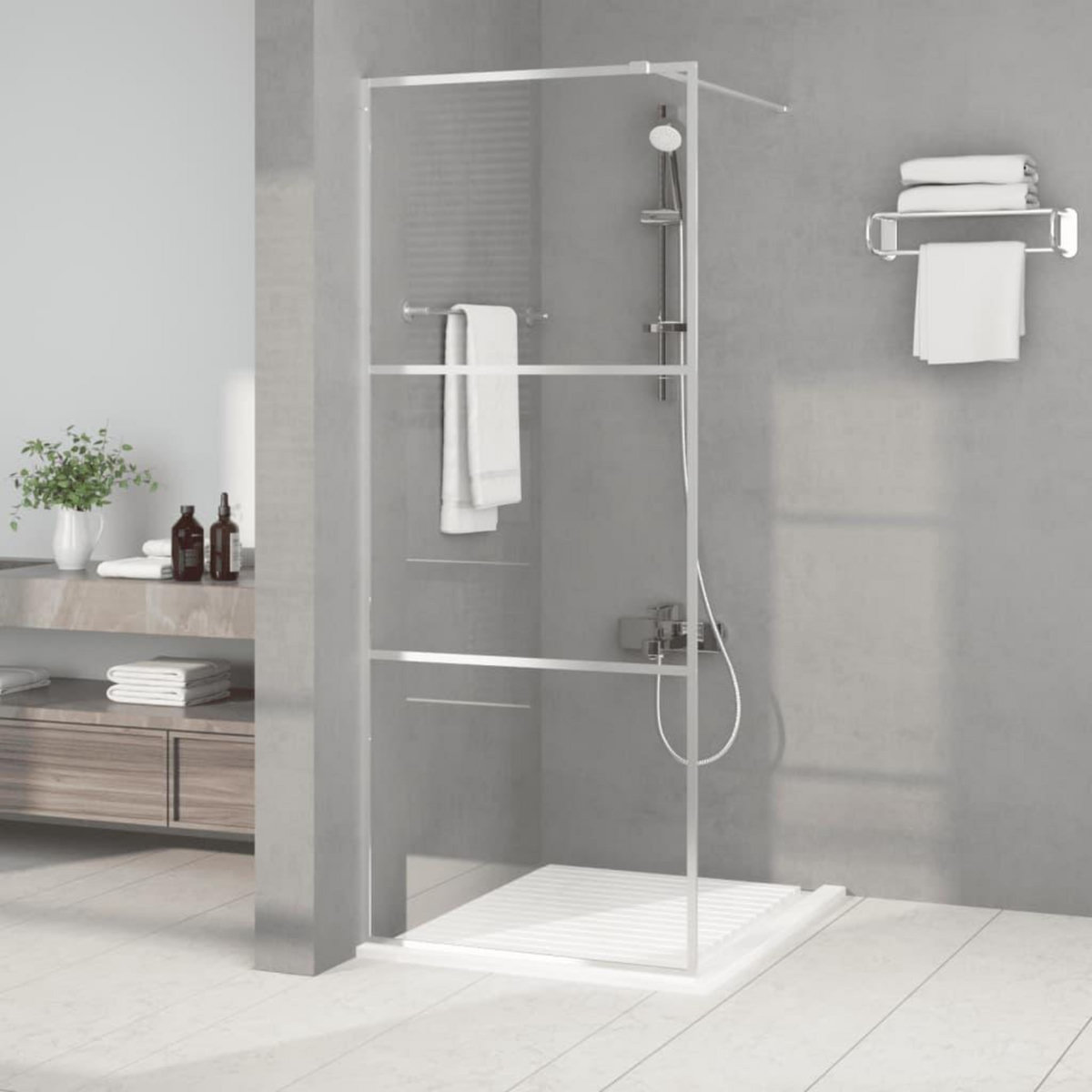 VIDAXL Paroi de douche Argente 80x195 cm Verre ESG transparent