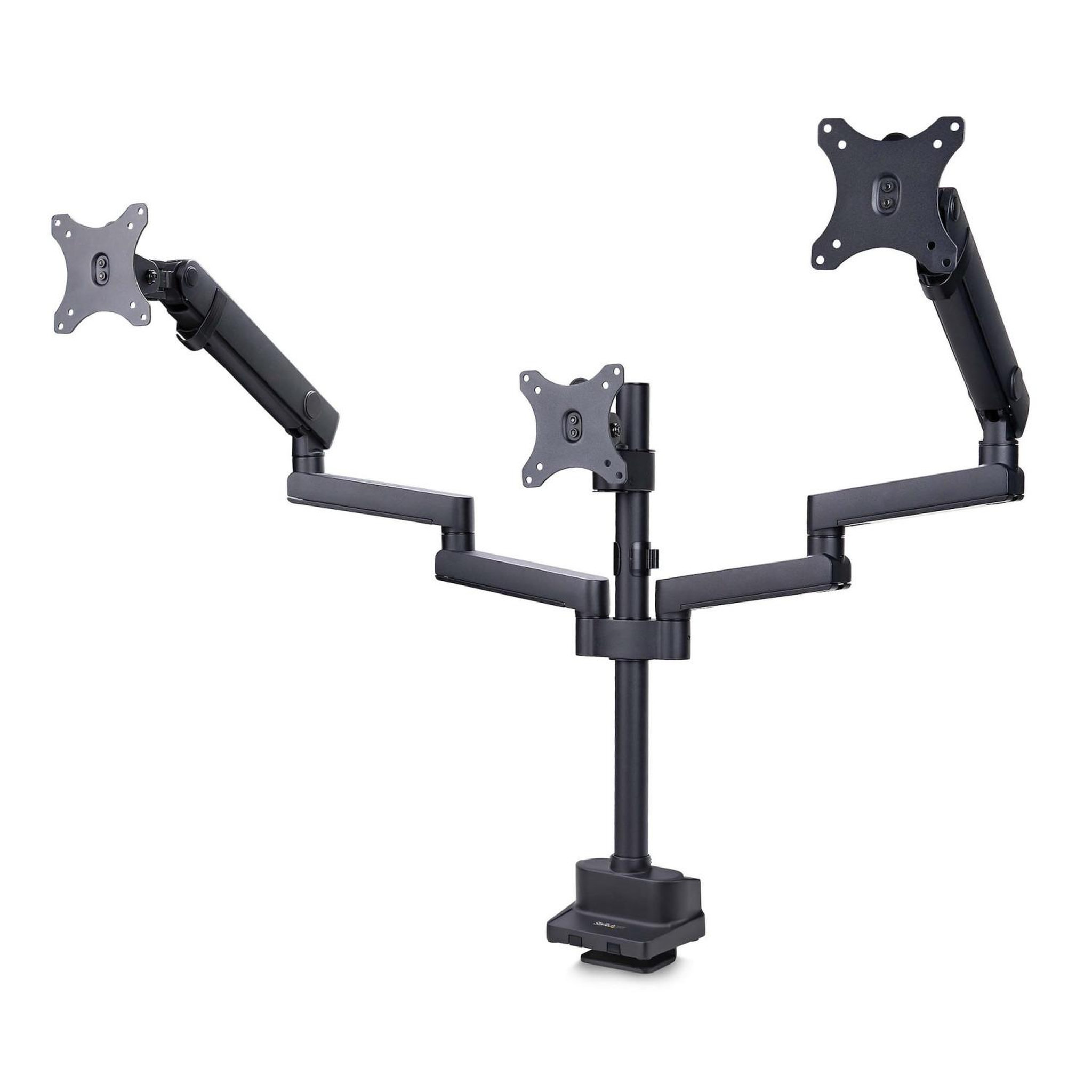 Startech Startech.com support de bureau pour 3 écrans 27 , vesa 75x75/100x100, bras articulé réglable sans outils, pince en c/passe-fil, support d'écrans 27 pouces, bras pour moniteur assisté par ressort