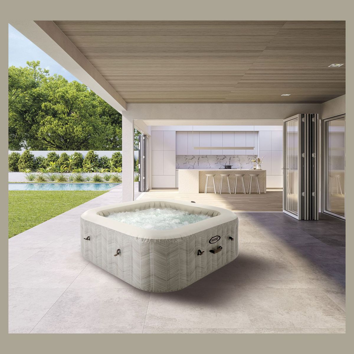 INTEX Spa gonfable carré - 4/6 places - PURE SPA CHEVRON